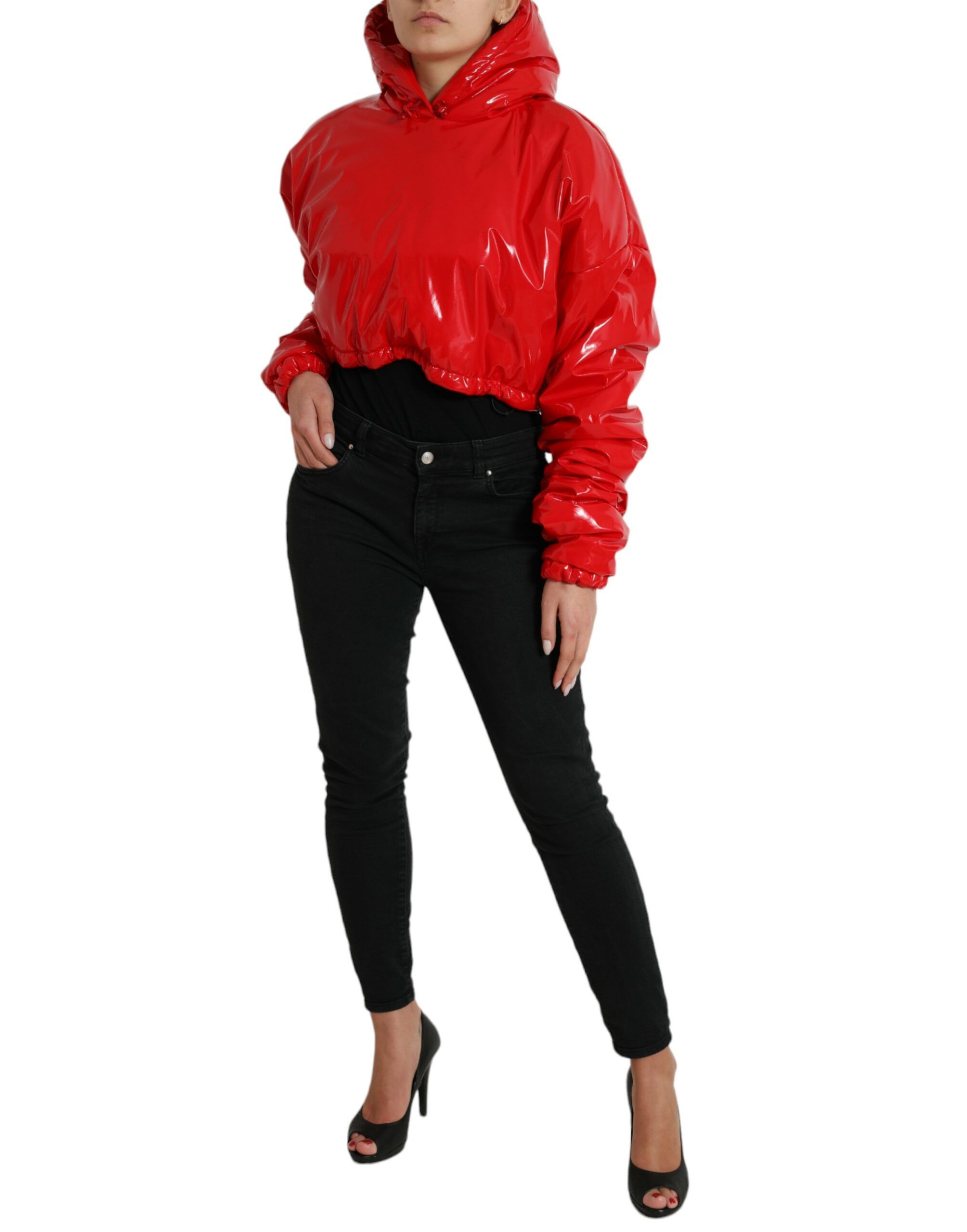 Shiny Hooded Cropped Short Coat Women's Jacket - Dolce & Gabbana - Modalova