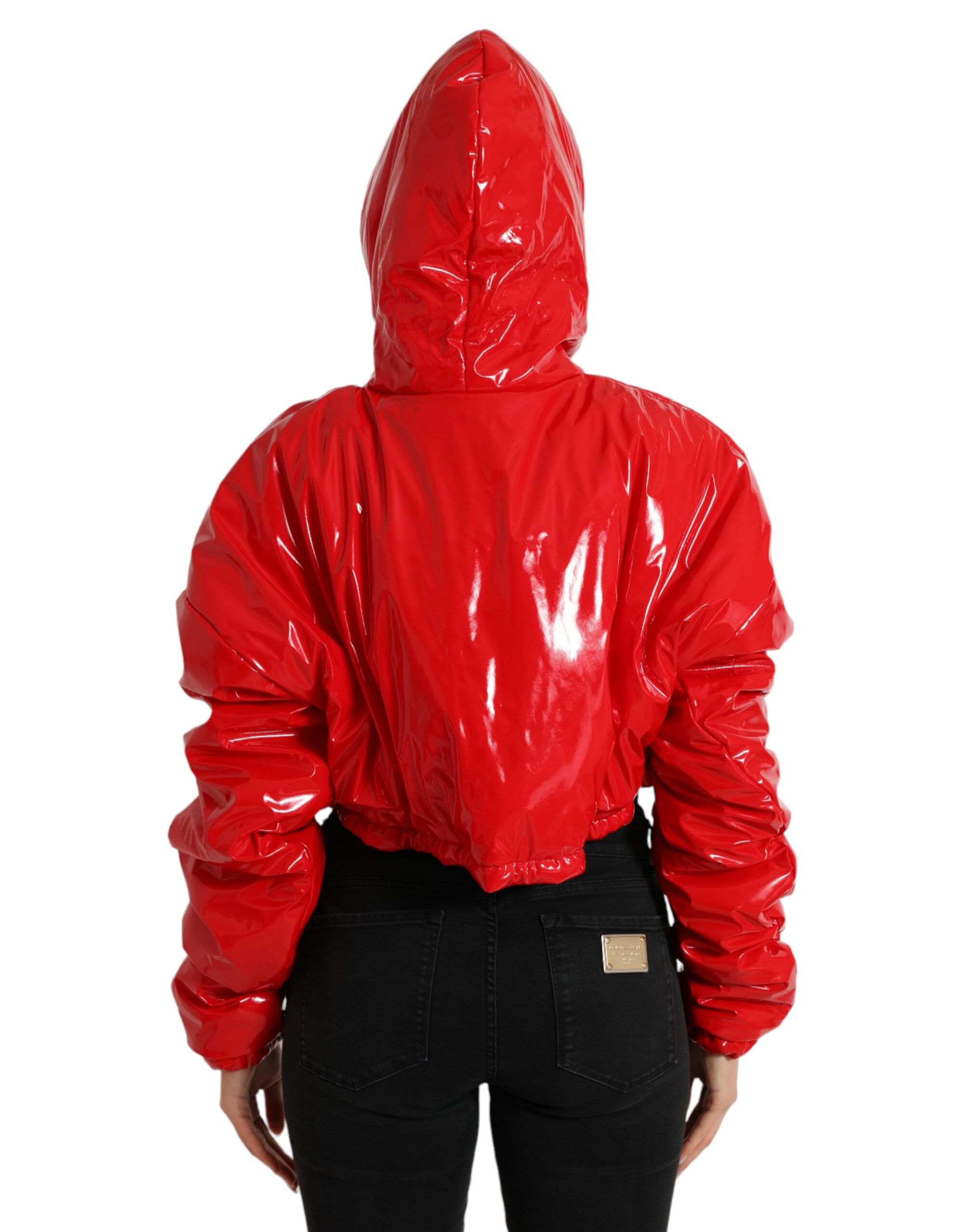 Shiny Hooded Cropped Short Coat Women's Jacket - Dolce & Gabbana - Modalova