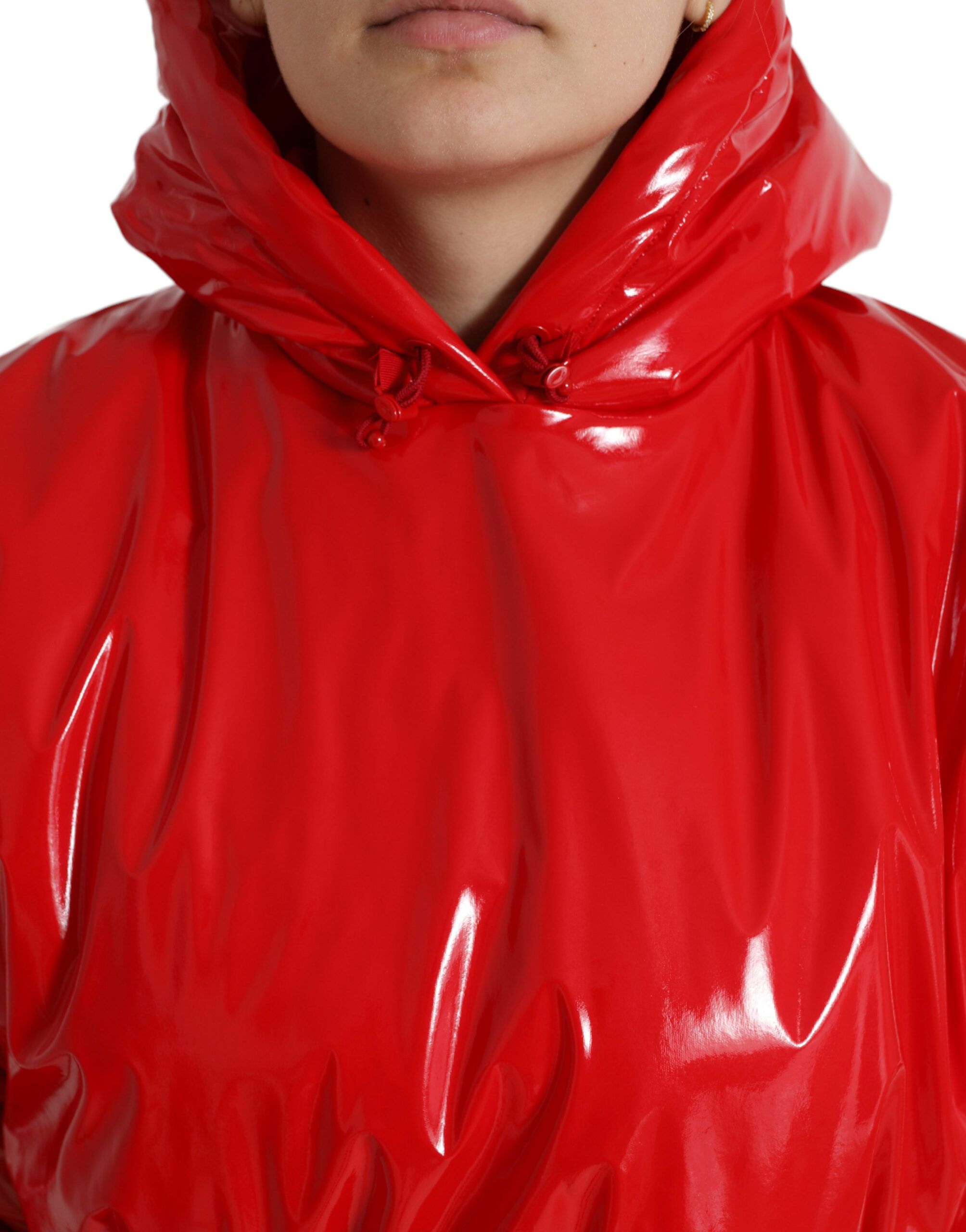 Shiny Hooded Cropped Short Coat Women's Jacket - Dolce & Gabbana - Modalova