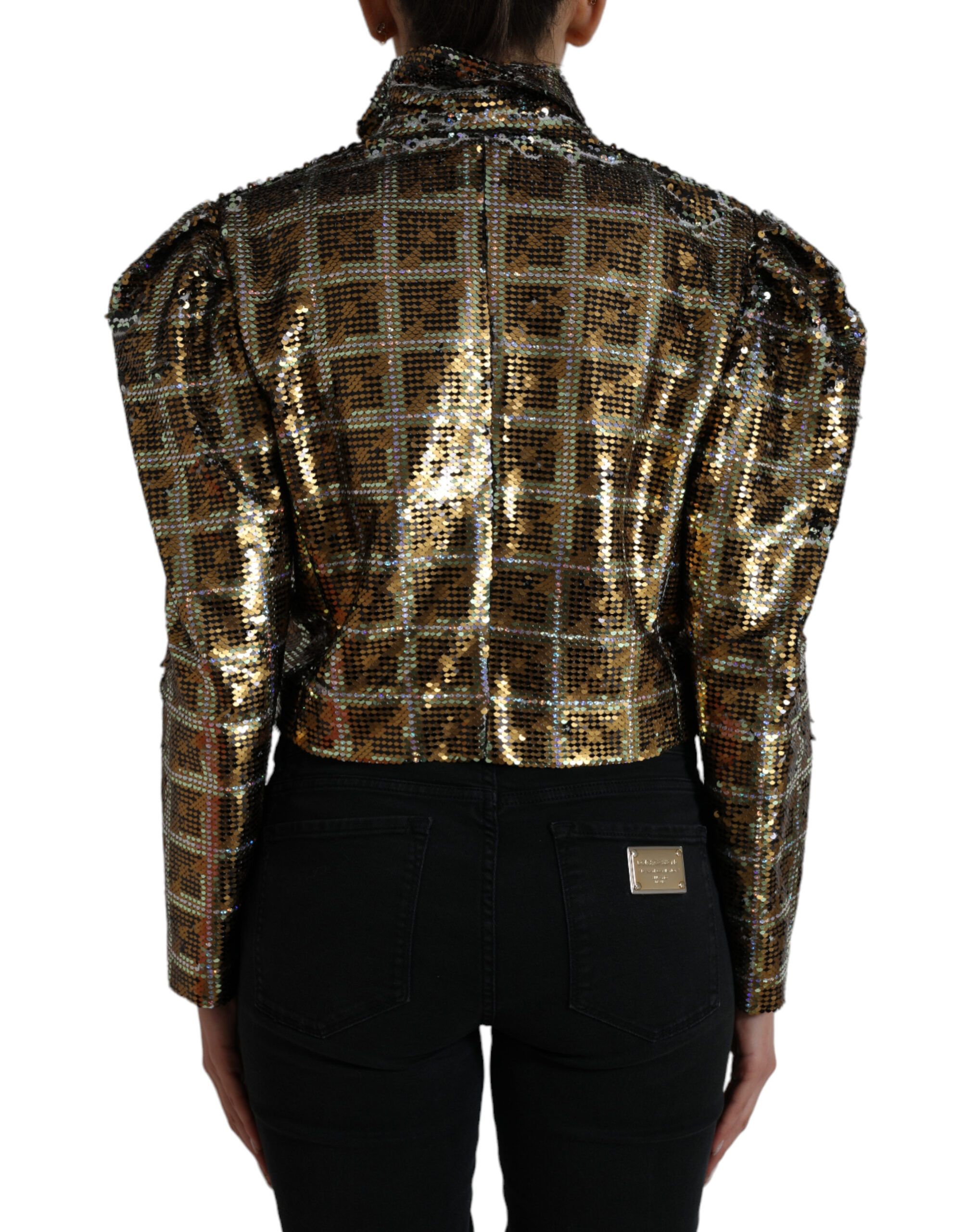 Polyester Sequined Cropped Women's Jacket - Dolce & Gabbana - Modalova
