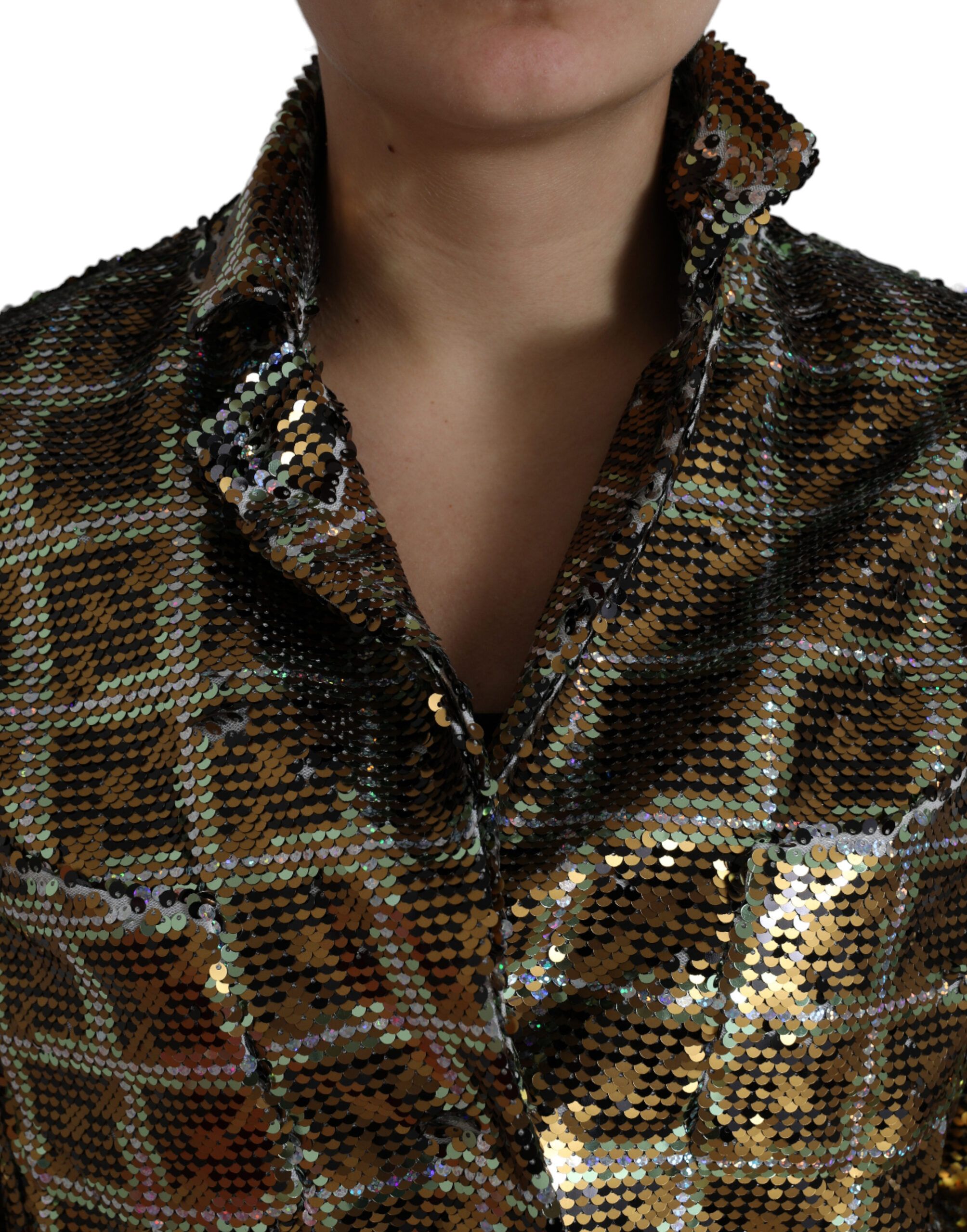 Polyester Sequined Cropped Women's Jacket - Dolce & Gabbana - Modalova