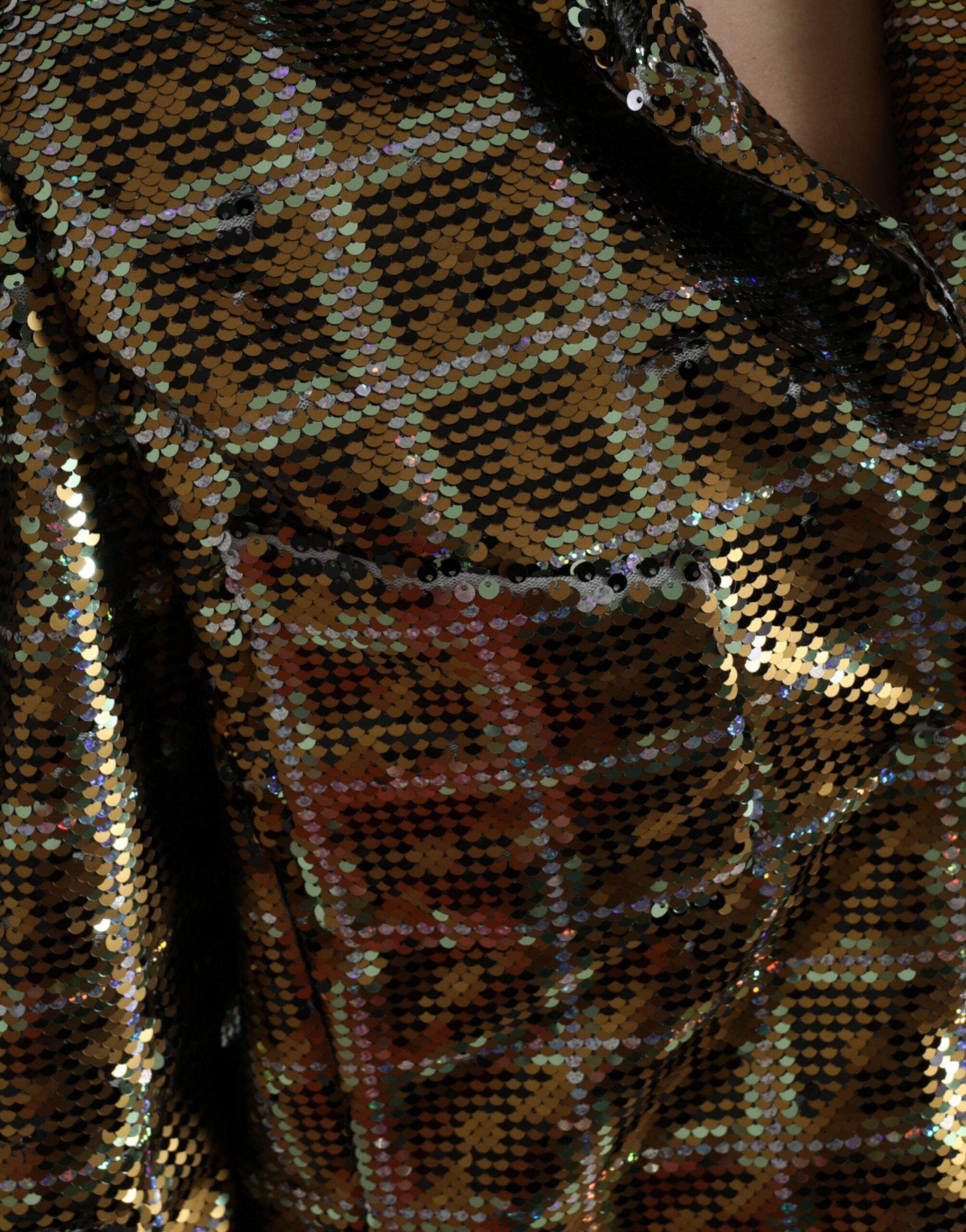Polyester Sequined Cropped Women's Jacket - Dolce & Gabbana - Modalova