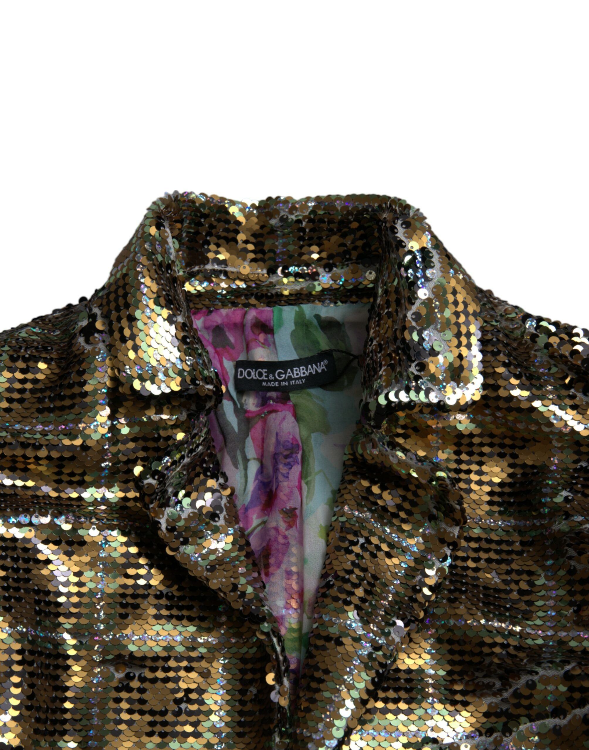 Polyester Sequined Cropped Women's Jacket - Dolce & Gabbana - Modalova