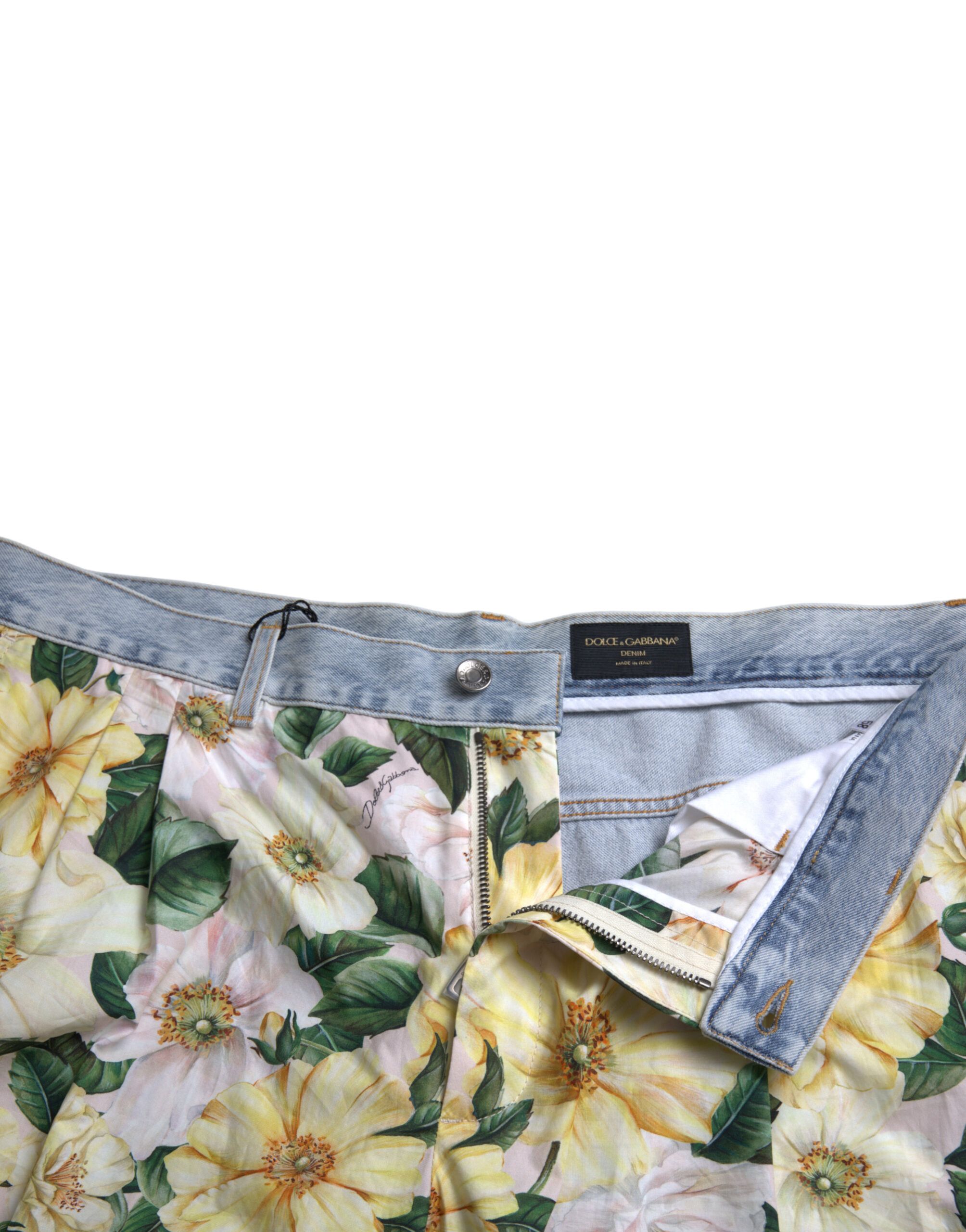 Floral Print Denim Bermuda Men's Shorts - Dolce & Gabbana - Modalova