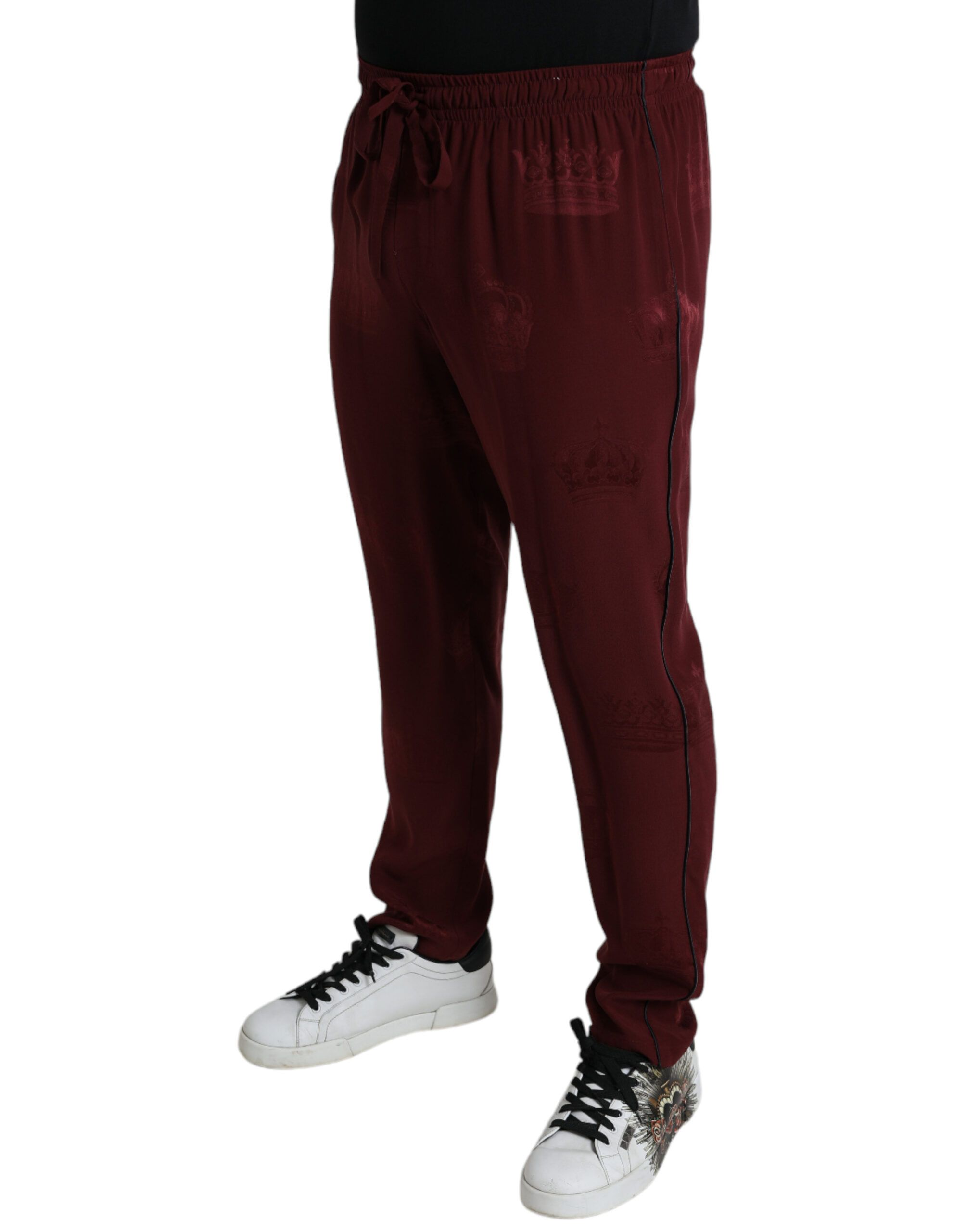 Crown Pattern Silk Pajama Men's Pants - Dolce & Gabbana - Modalova