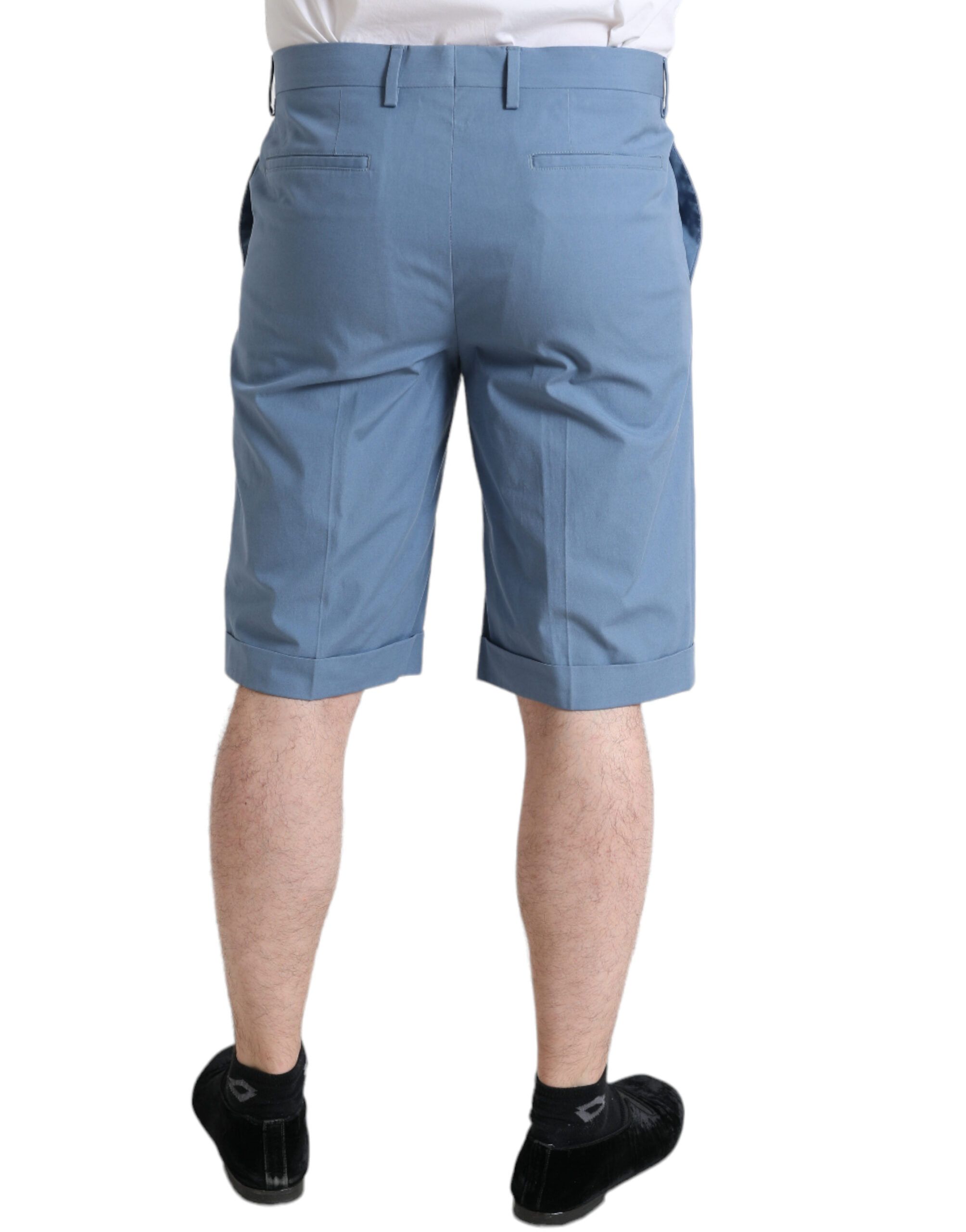 Sky Blue Cotton Folded Hem Men Bermuda Men's Shorts - Dolce & Gabbana - Modalova
