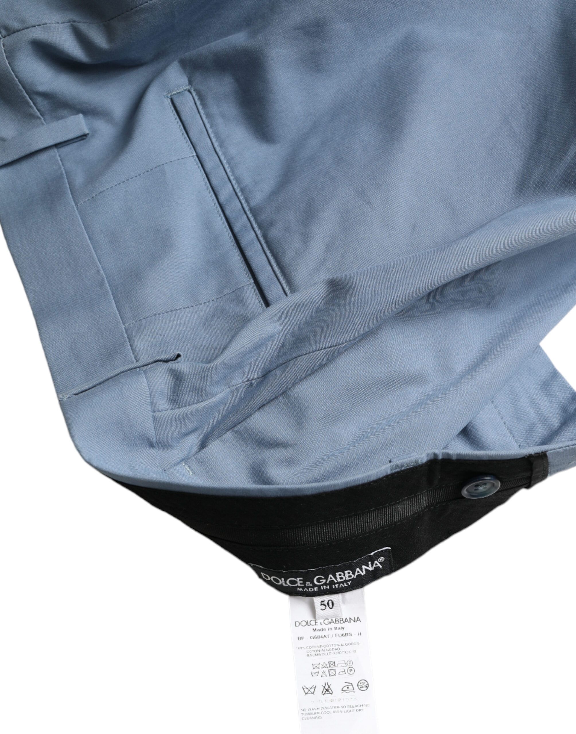 Sky Blue Cotton Folded Hem Men Bermuda Men's Shorts - Dolce & Gabbana - Modalova