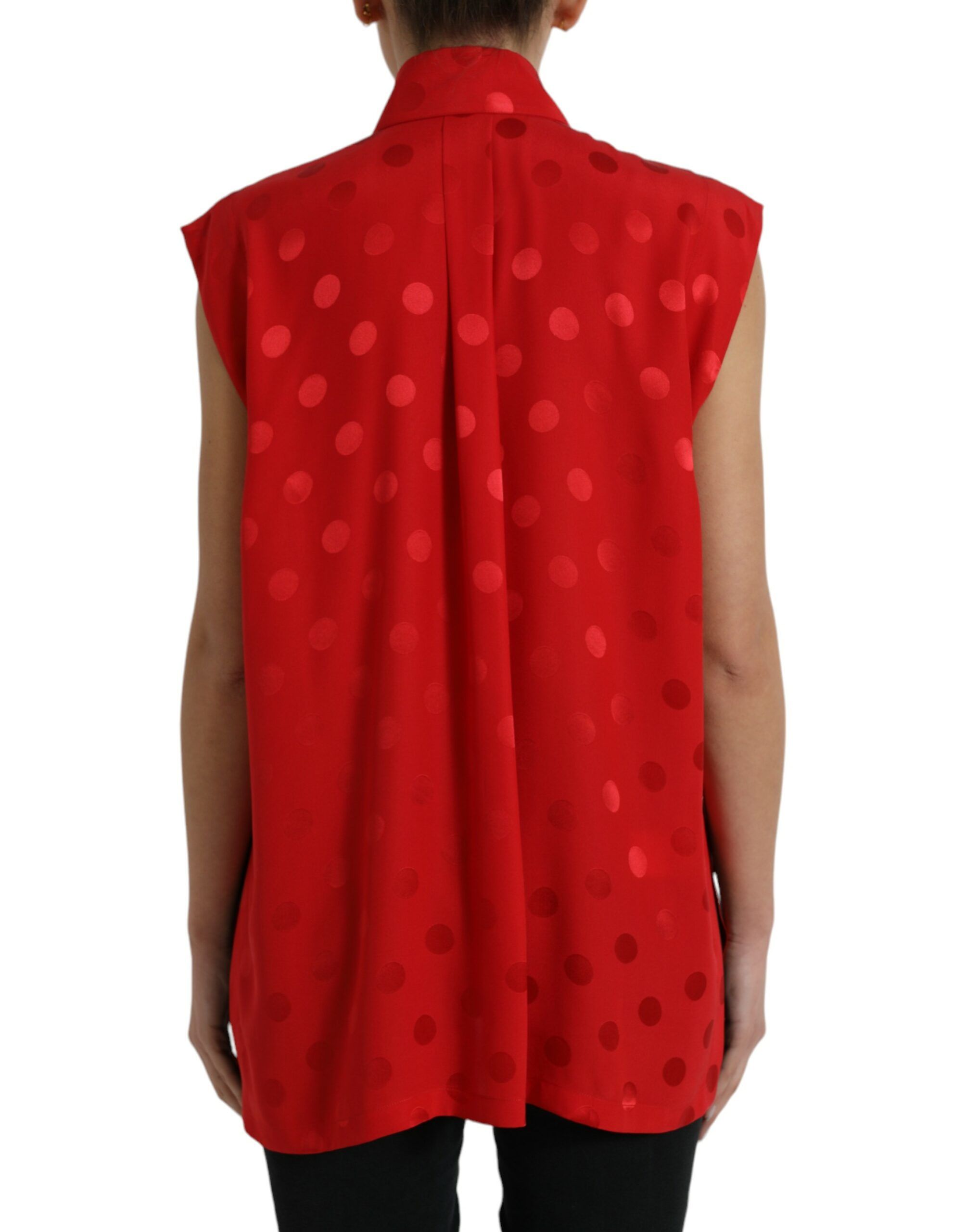 Polka Dot Sleeveless Collared Blouse Women's Top - Dolce & Gabbana - Modalova