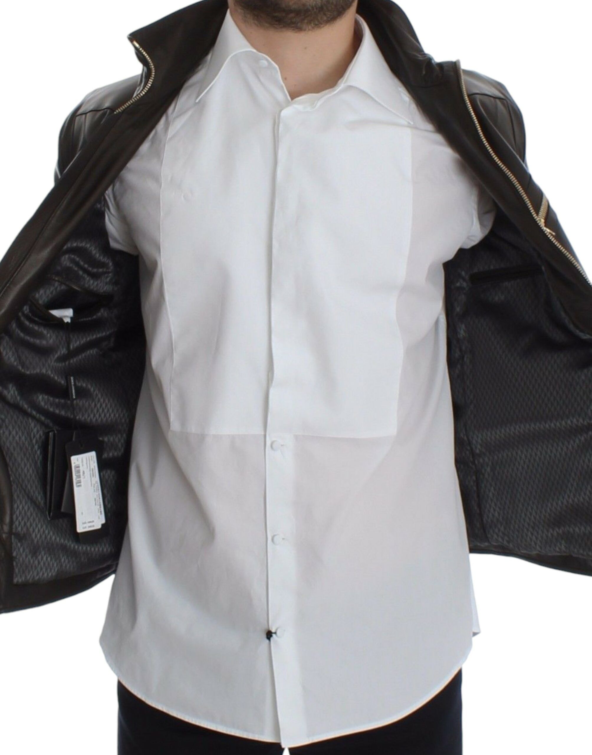 Lambskin Leather Zipper Men's Jacket - Dolce & Gabbana - Modalova