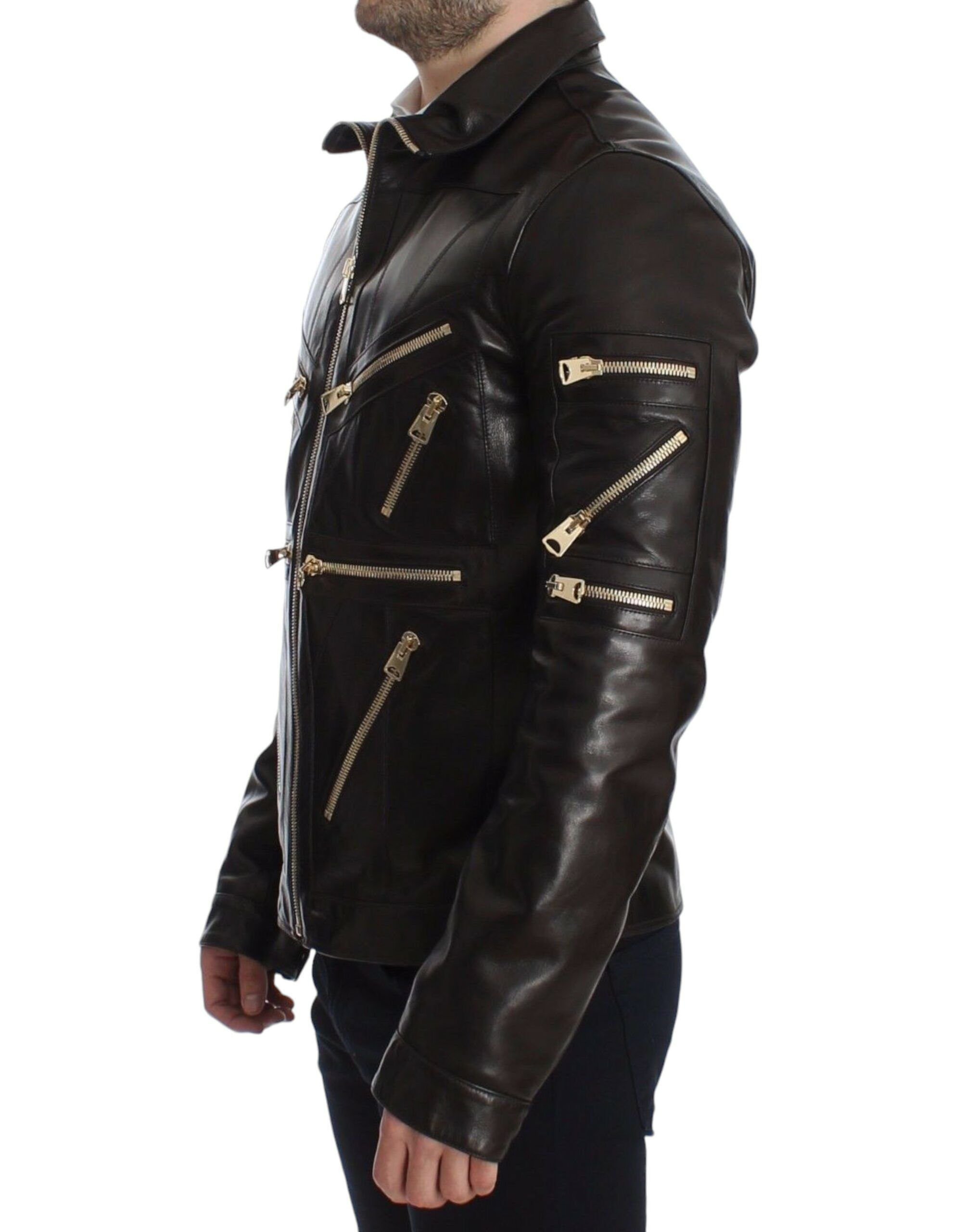 Lambskin Leather Zipper Men's Jacket - Dolce & Gabbana - Modalova
