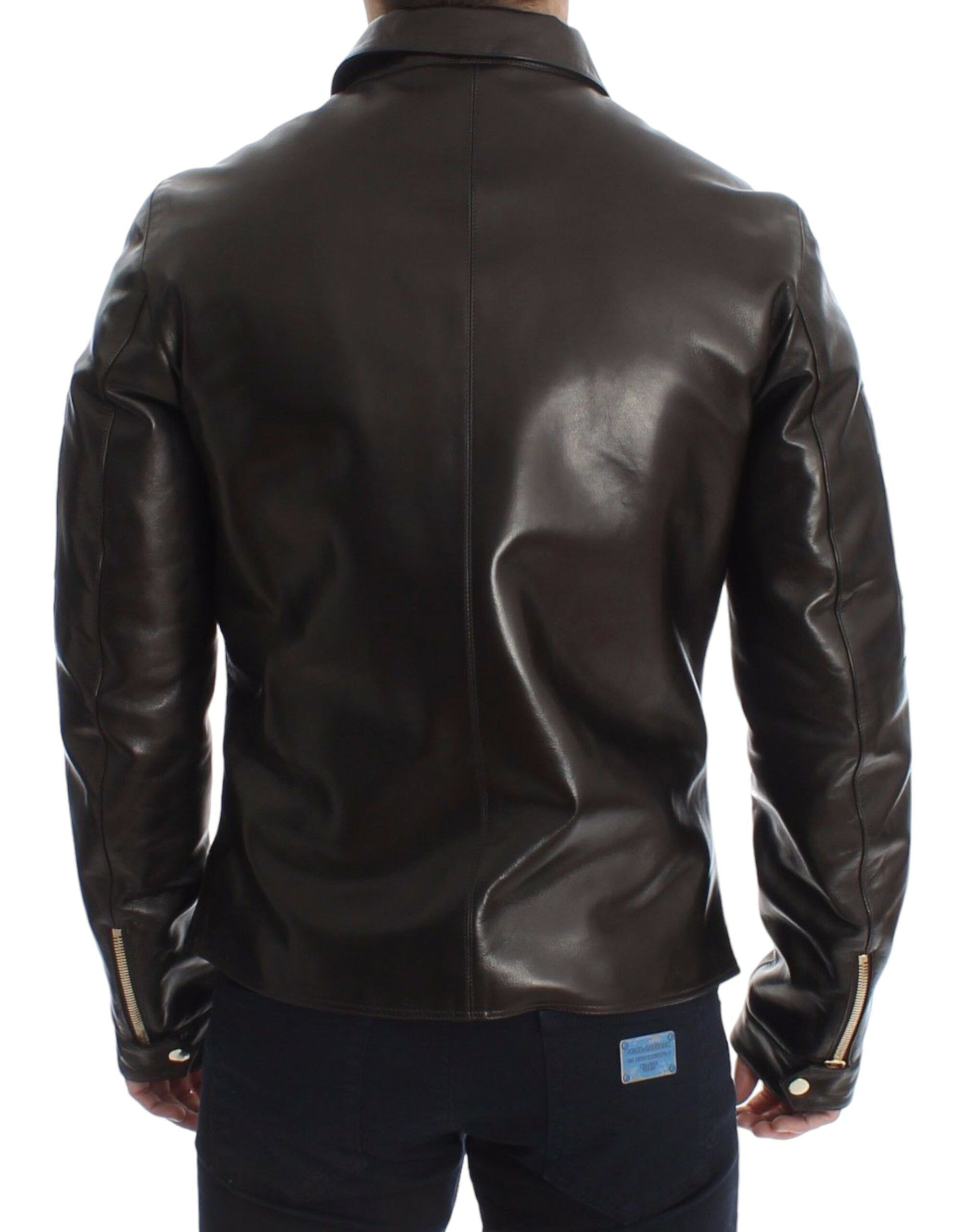Lambskin Leather Zipper Men's Jacket - Dolce & Gabbana - Modalova