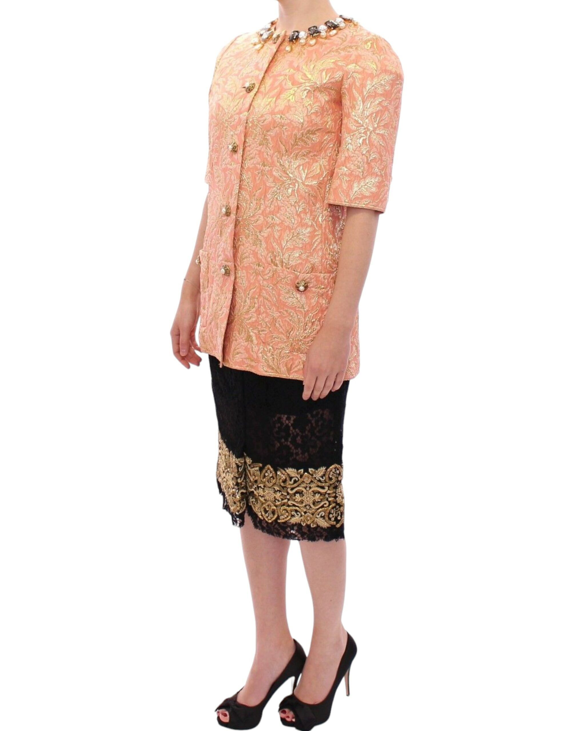 Silk Brocade Crystal Jacket Women's Coat - Dolce & Gabbana - Modalova