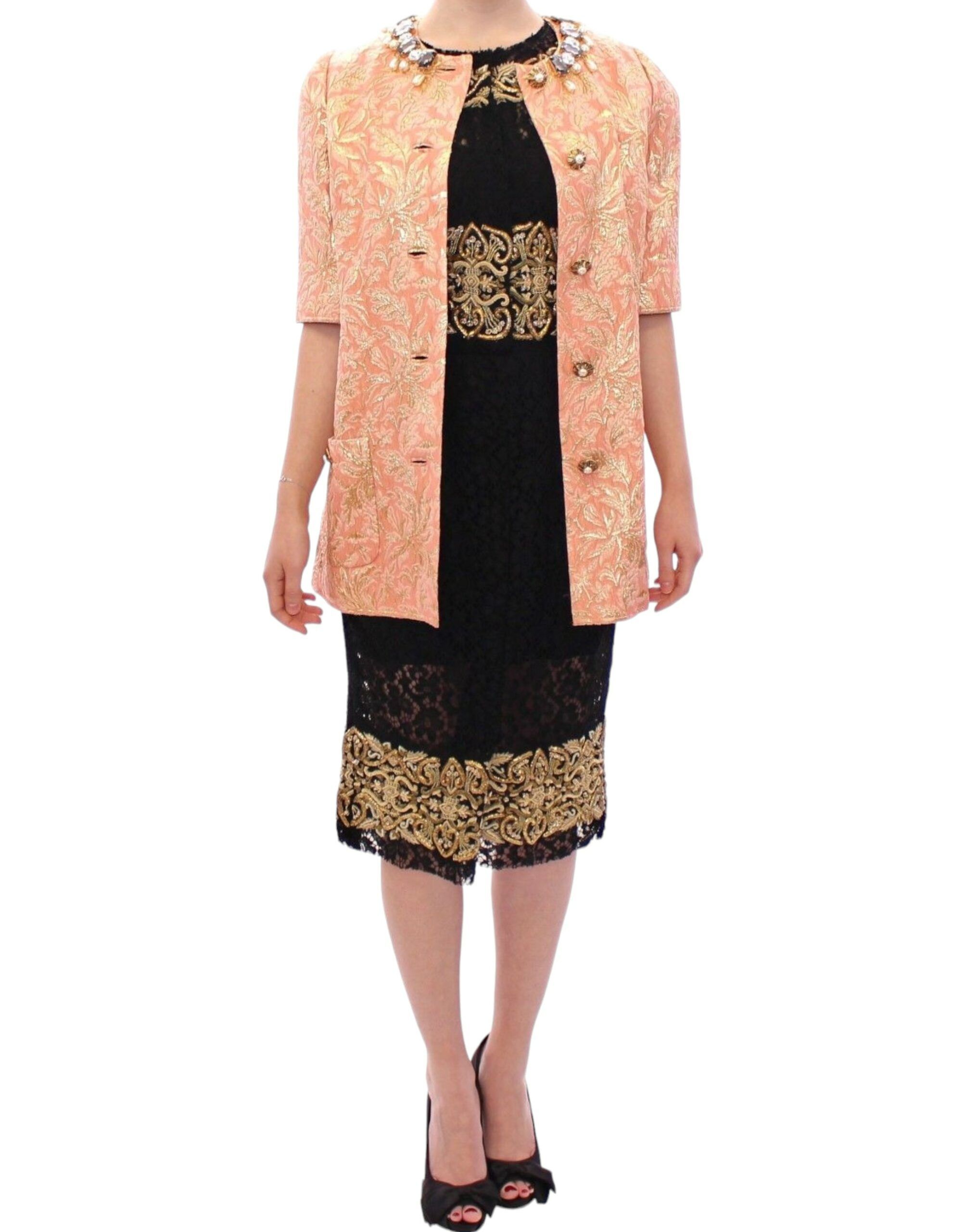 Silk Brocade Crystal Jacket Women's Coat - Dolce & Gabbana - Modalova