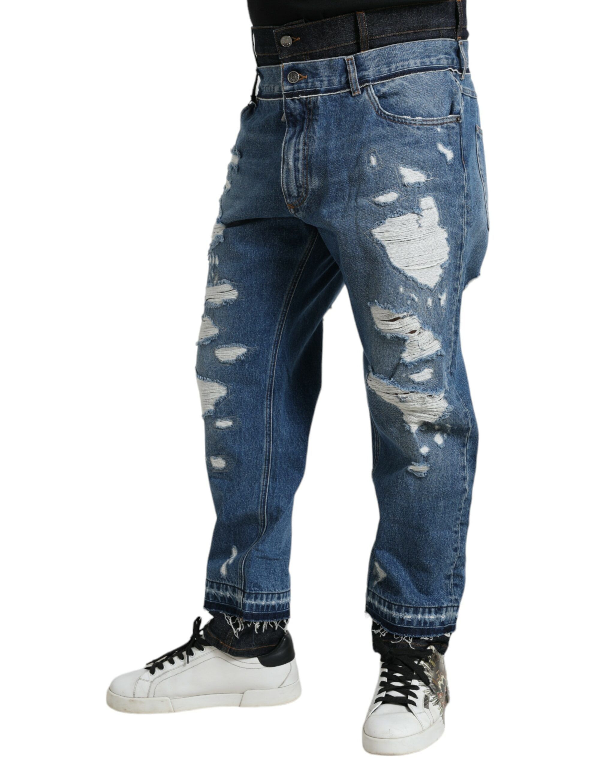 Tattered Cotton Men Denim Men's Jeans - Dolce & Gabbana - Modalova