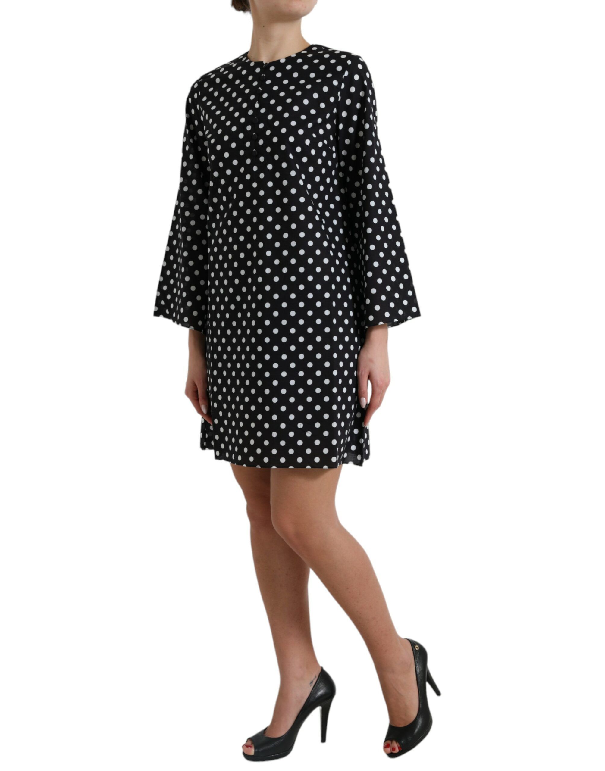 White Polka Dot Nylon Shift Mini Women's Dress - Dolce & Gabbana - Modalova