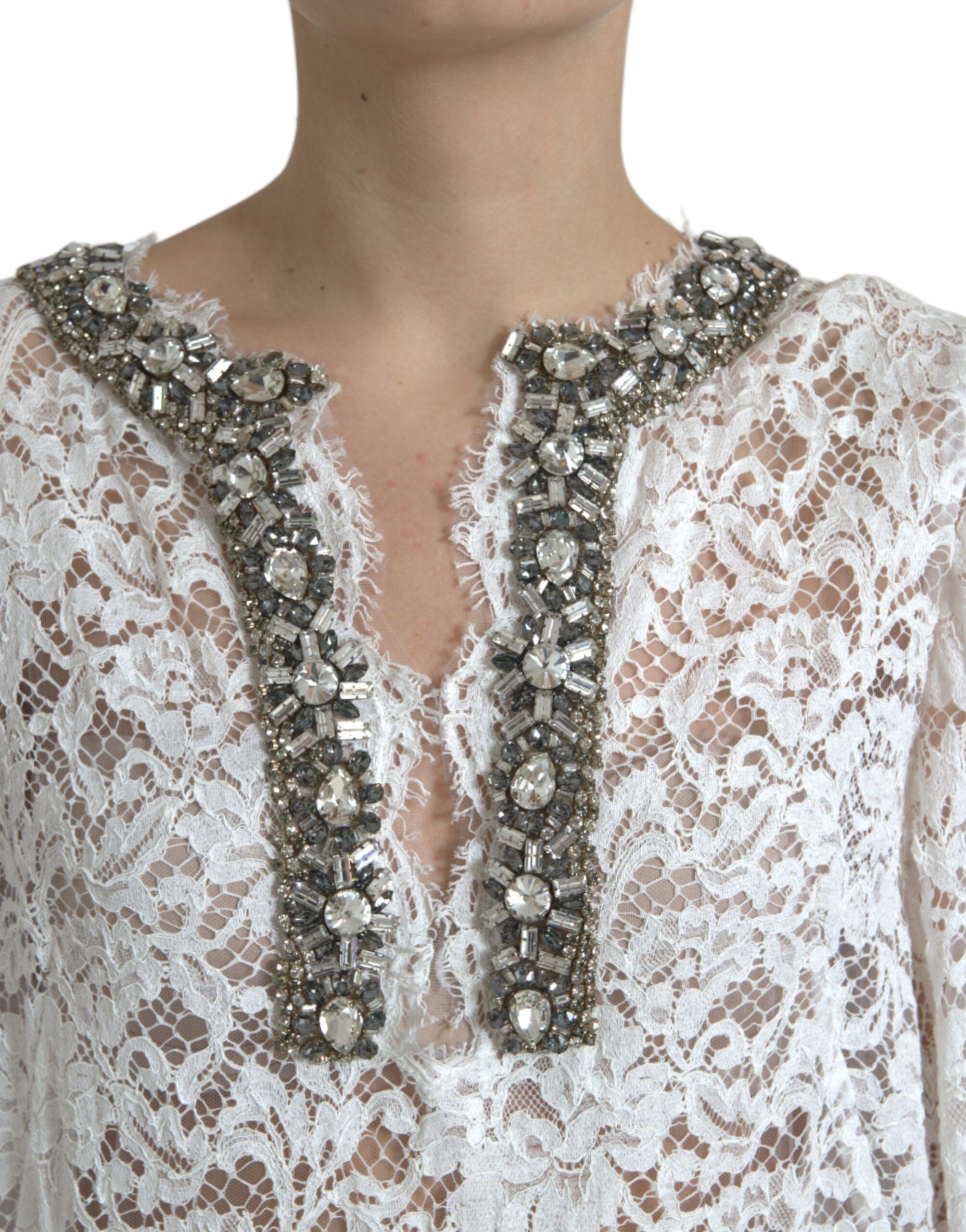 Lace Crystal Embellished Shift Women's Dress - Dolce & Gabbana - Modalova