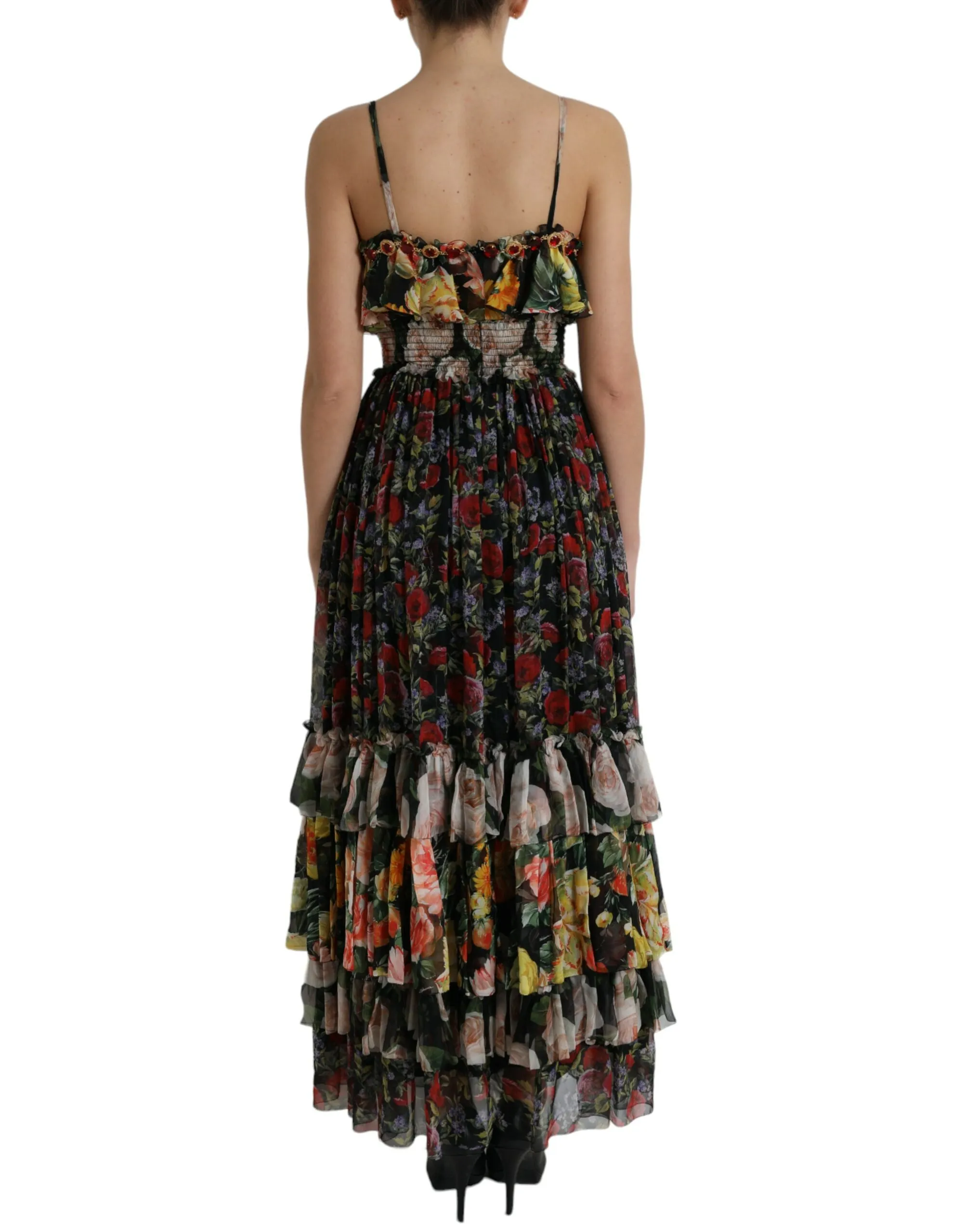 Floral Chiffon Tiered Maxi Women's Dress - Dolce & Gabbana - Modalova