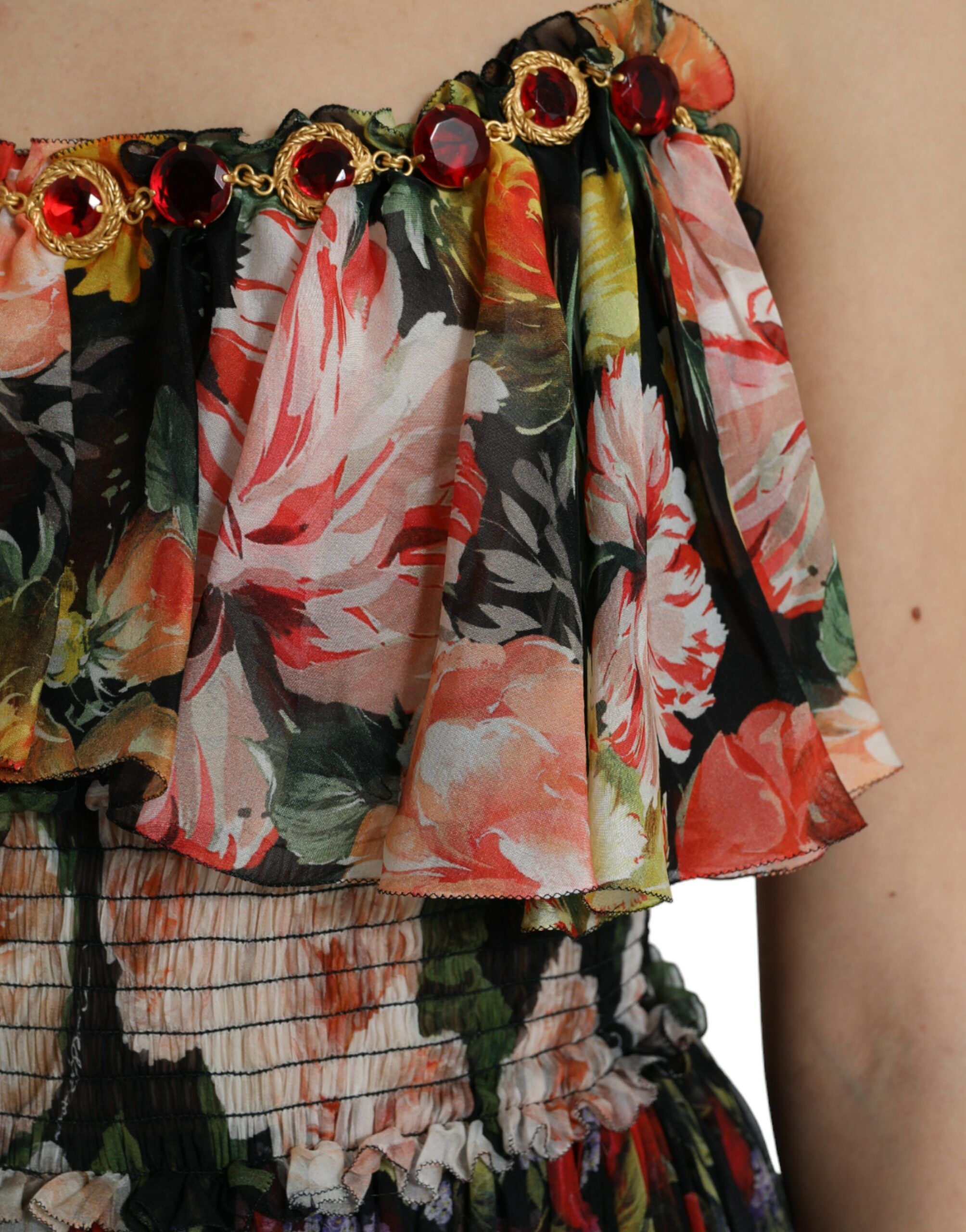 Floral Chiffon Tiered Maxi Women's Dress - Dolce & Gabbana - Modalova