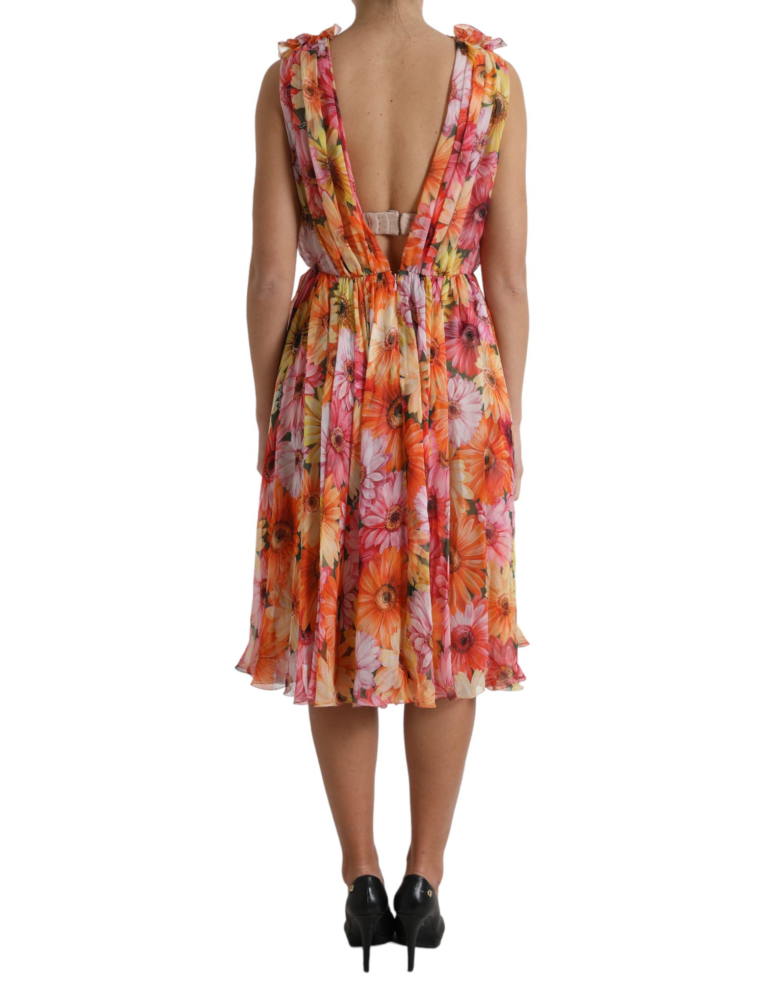 Sunflower Print Silk Midi Women's Dress - Dolce & Gabbana - Modalova