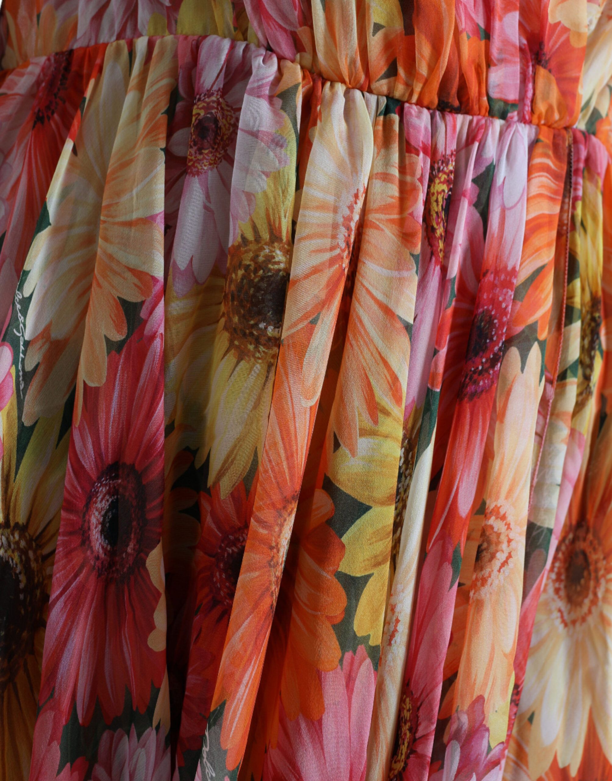 Sunflower Print Silk Midi Women's Dress - Dolce & Gabbana - Modalova