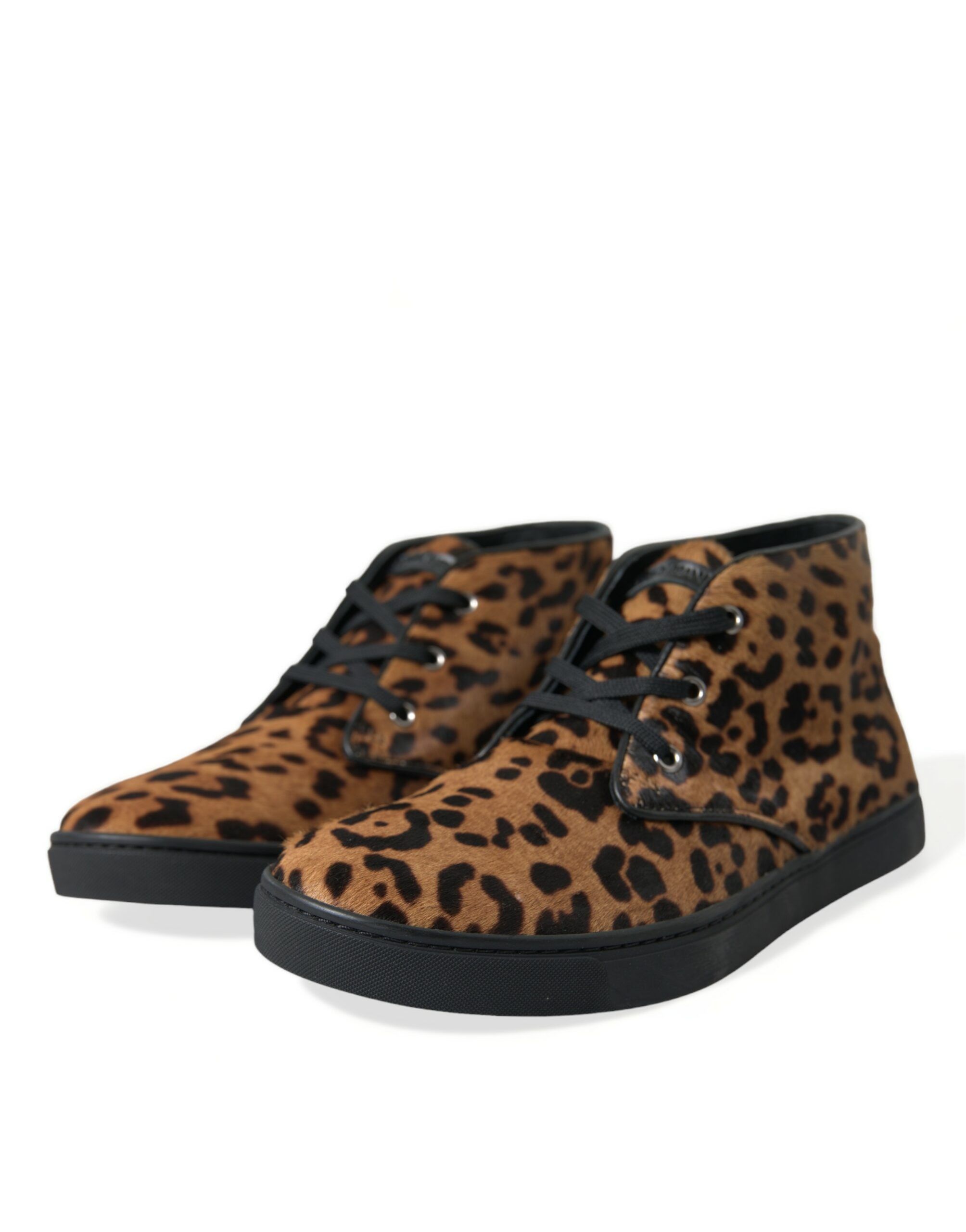 Leopard Pony Hair Leather Sneakers Men's Shoes - Dolce & Gabbana - Modalova