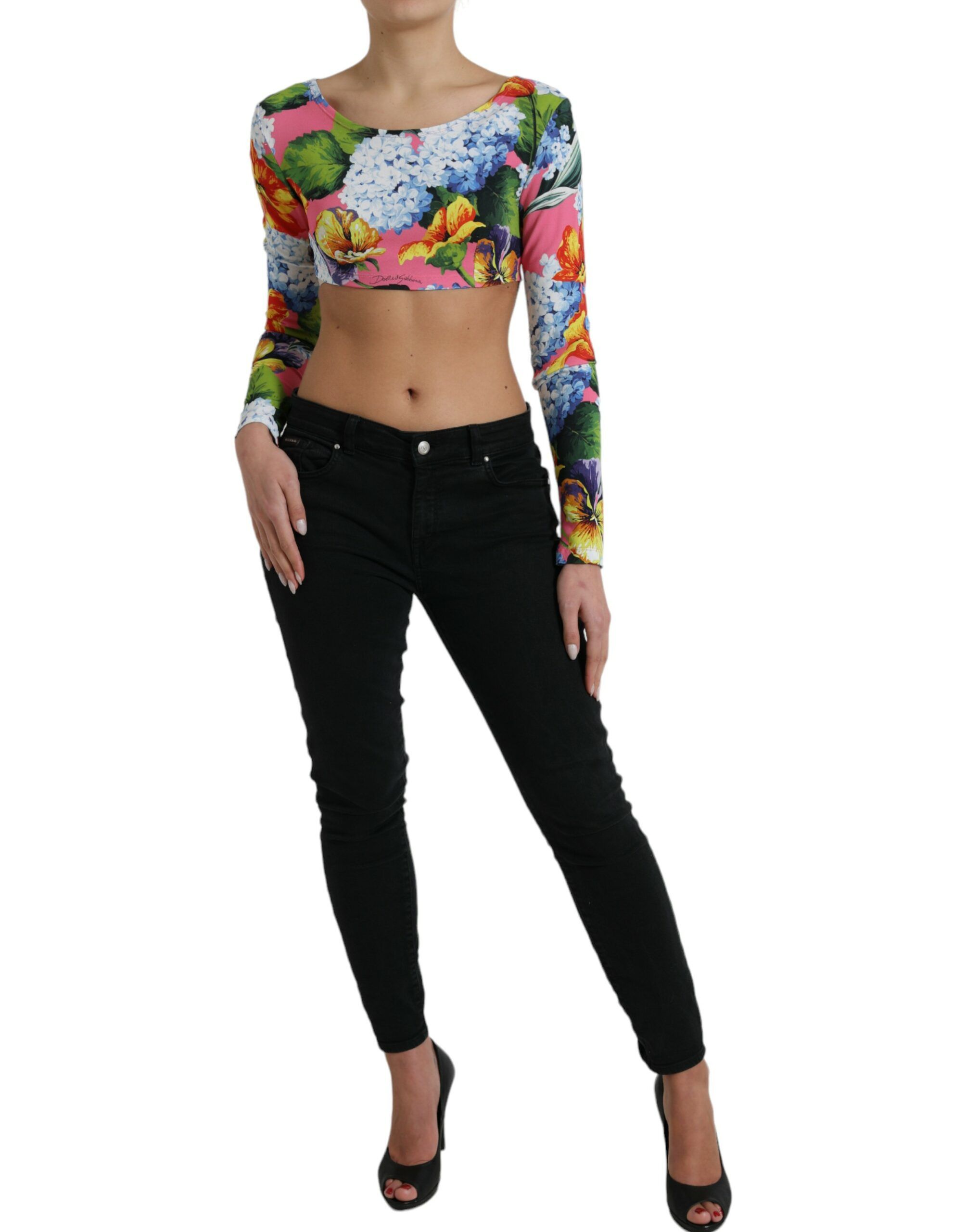 Floral Long Sleeves Cropped Women's Top - Dolce & Gabbana - Modalova
