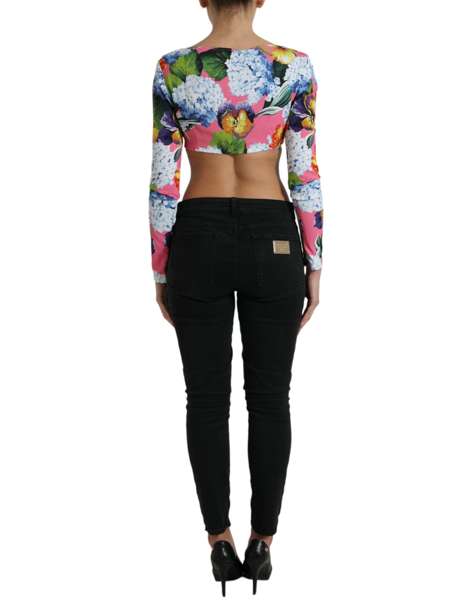Floral Long Sleeves Cropped Women's Top - Dolce & Gabbana - Modalova