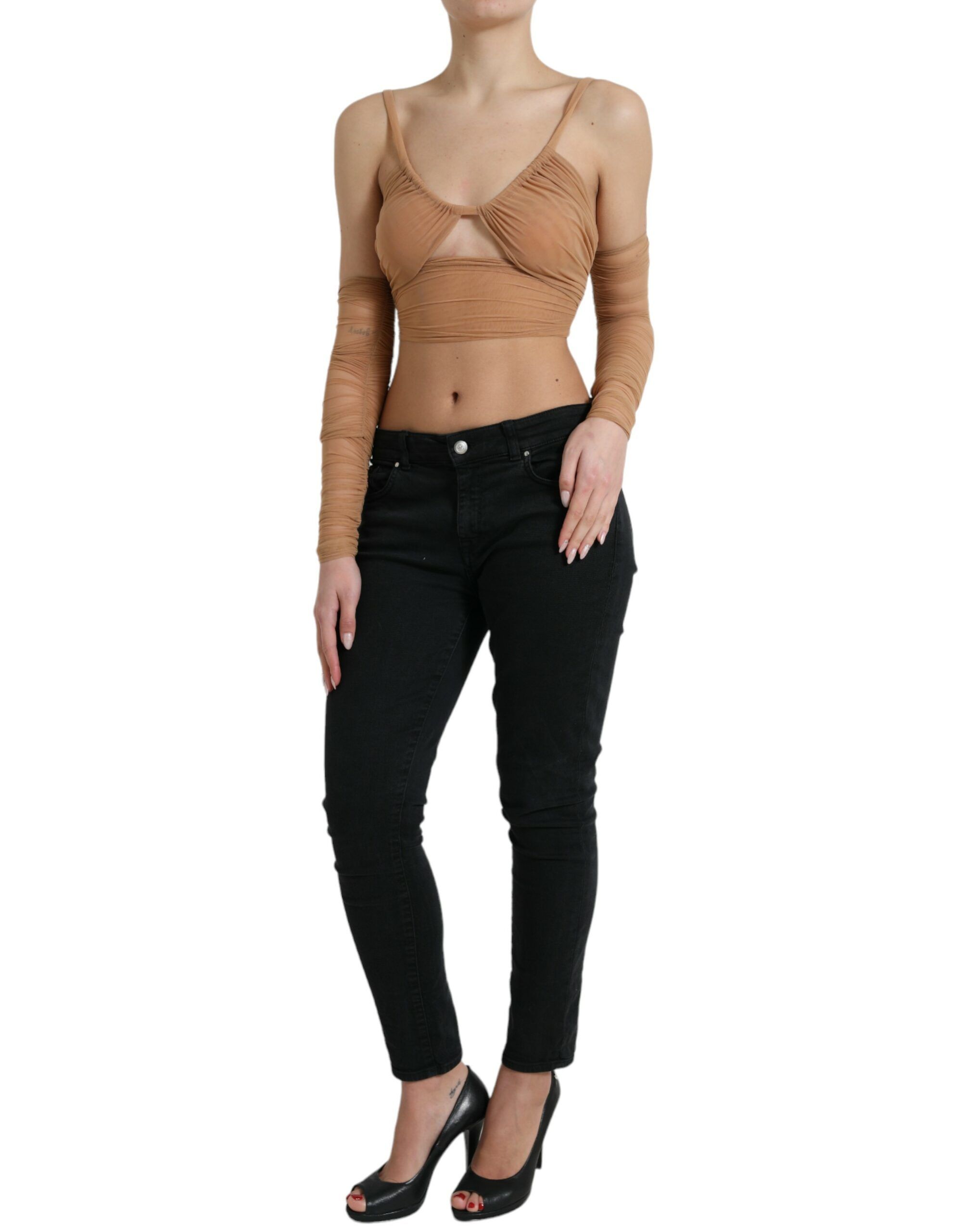 Nylon Stretch Open Shoulder Cropped Women's Top - Dolce & Gabbana - Modalova