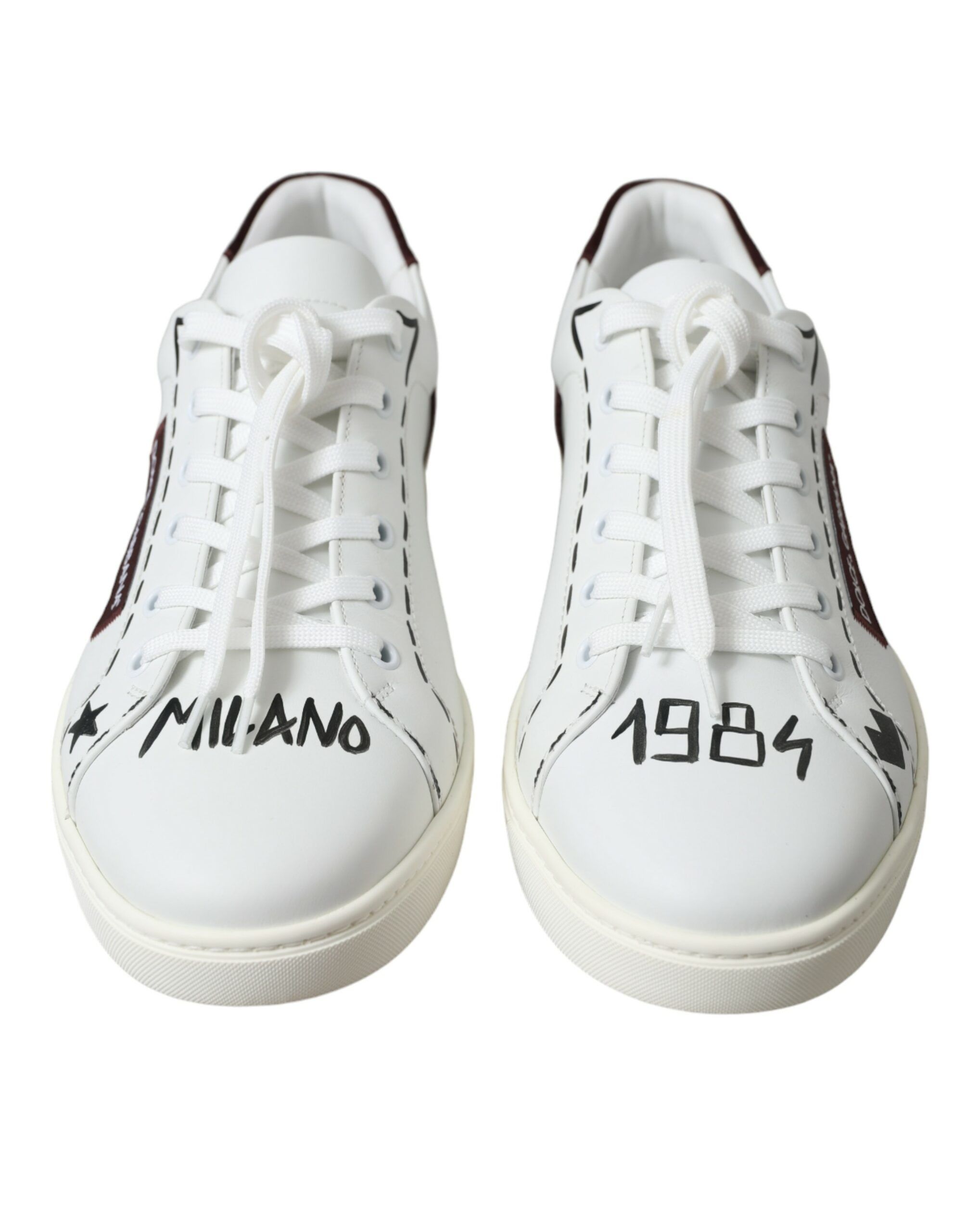 Bordeaux Leather Logo Low Top Sneakers Men's Shoes - Dolce & Gabbana - Modalova