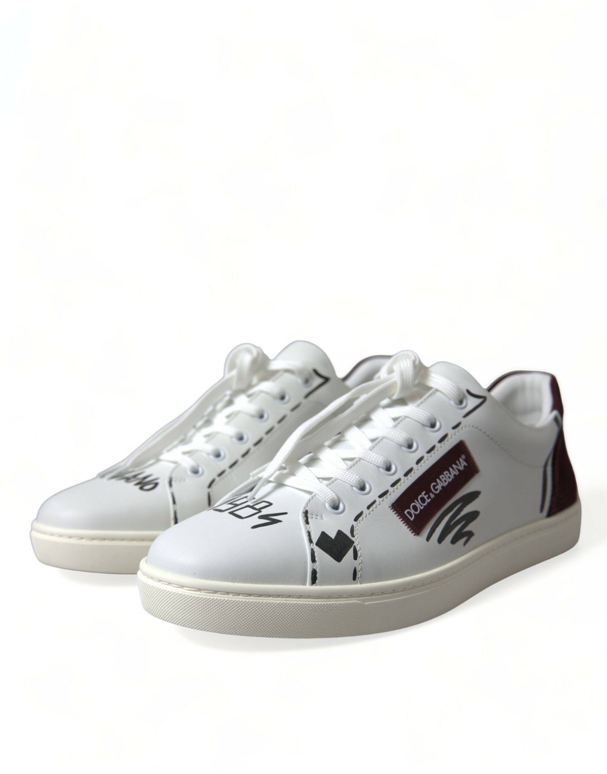 Bordeaux Leather Logo Low Top Sneakers Men's Shoes - Dolce & Gabbana - Modalova