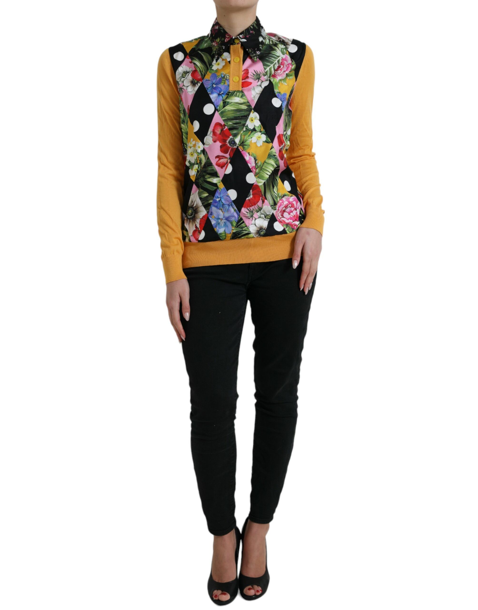 Patchwork Cashmere Henley Women's Sweater - Dolce & Gabbana - Modalova