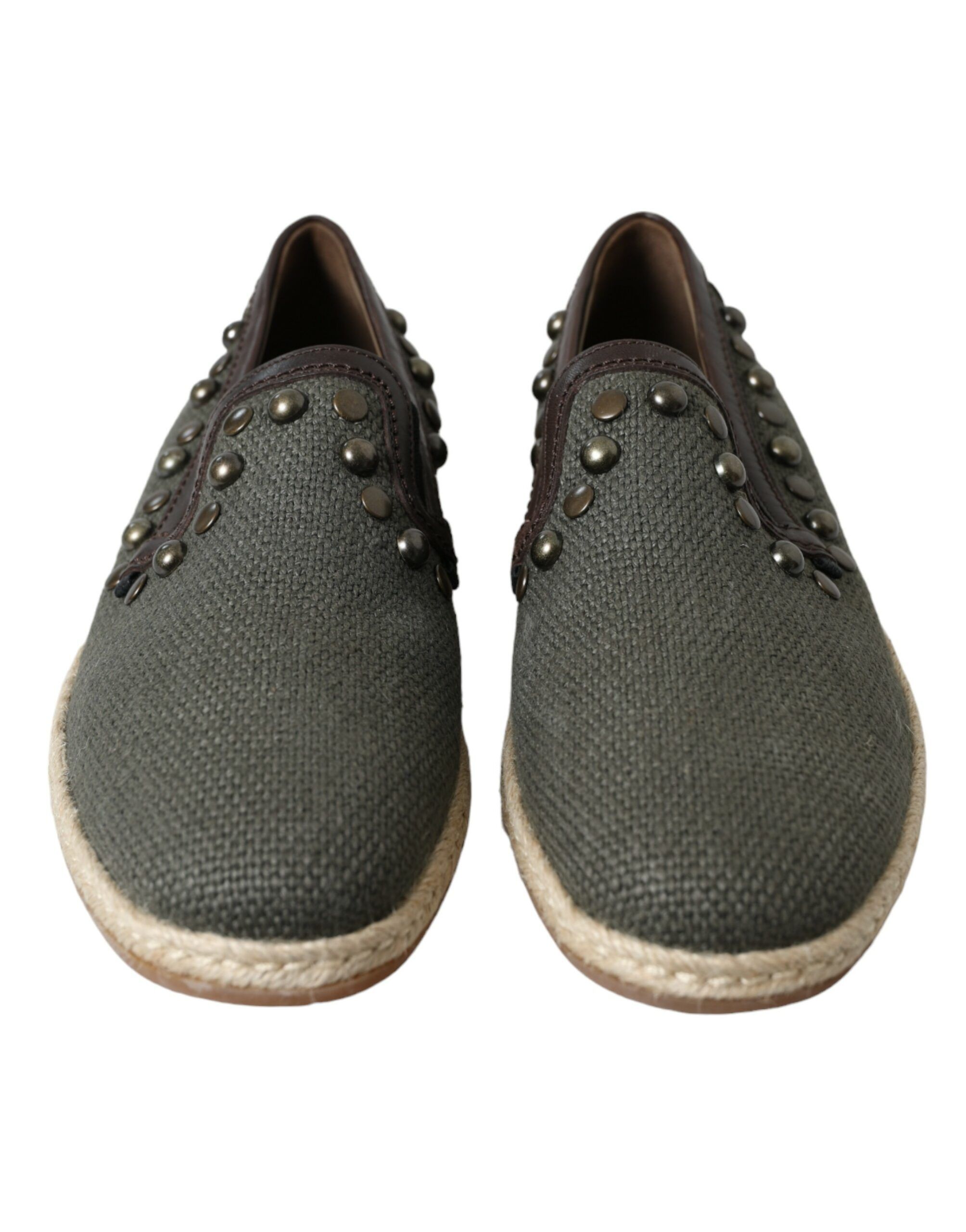 Linen Leather Studded Loafers Men's Shoes - Dolce & Gabbana - Modalova