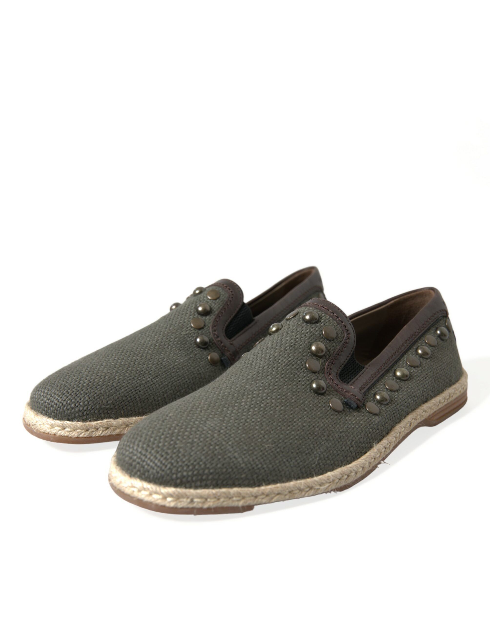 Linen Leather Studded Loafers Men's Shoes - Dolce & Gabbana - Modalova