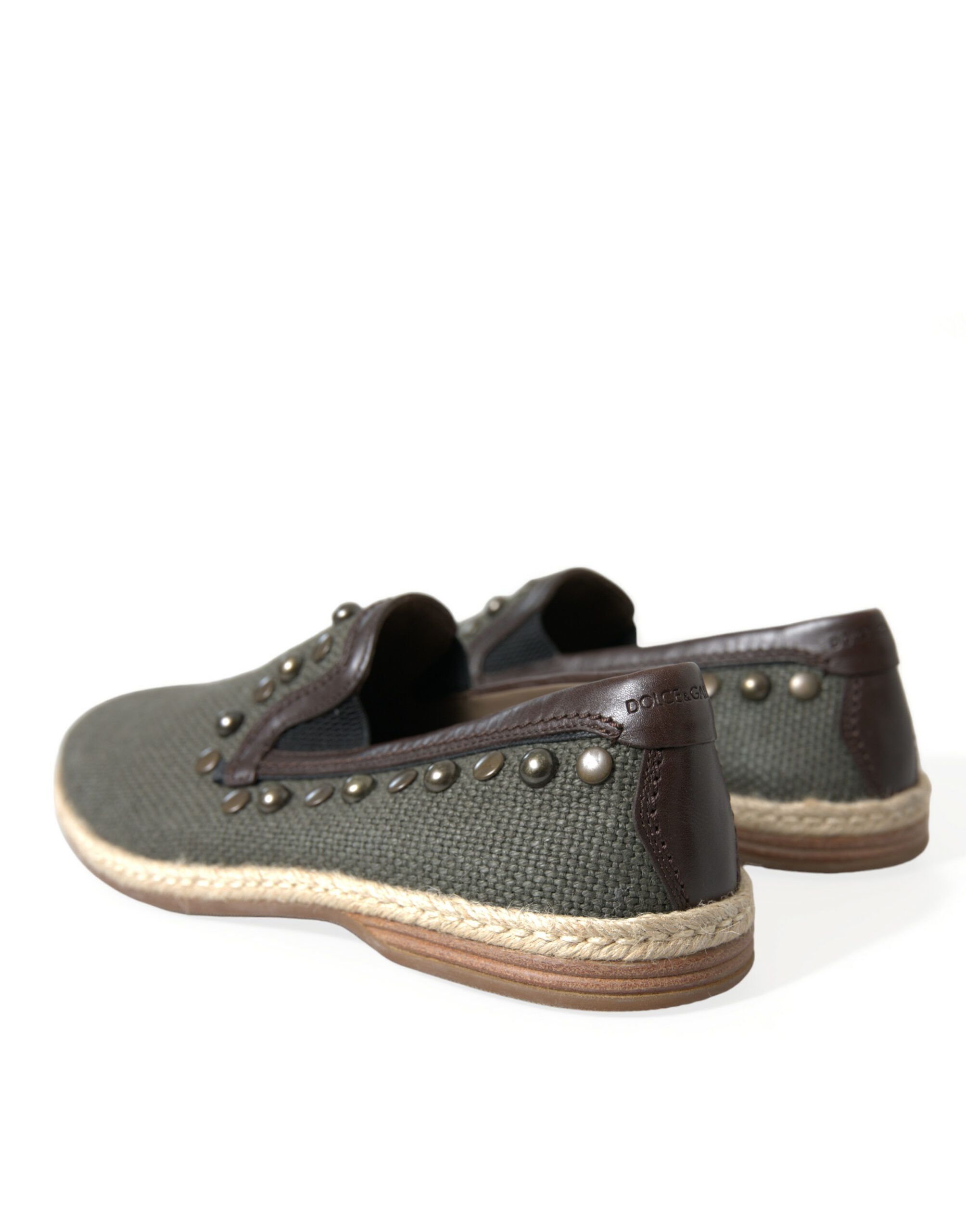 Linen Leather Studded Loafers Men's Shoes - Dolce & Gabbana - Modalova
