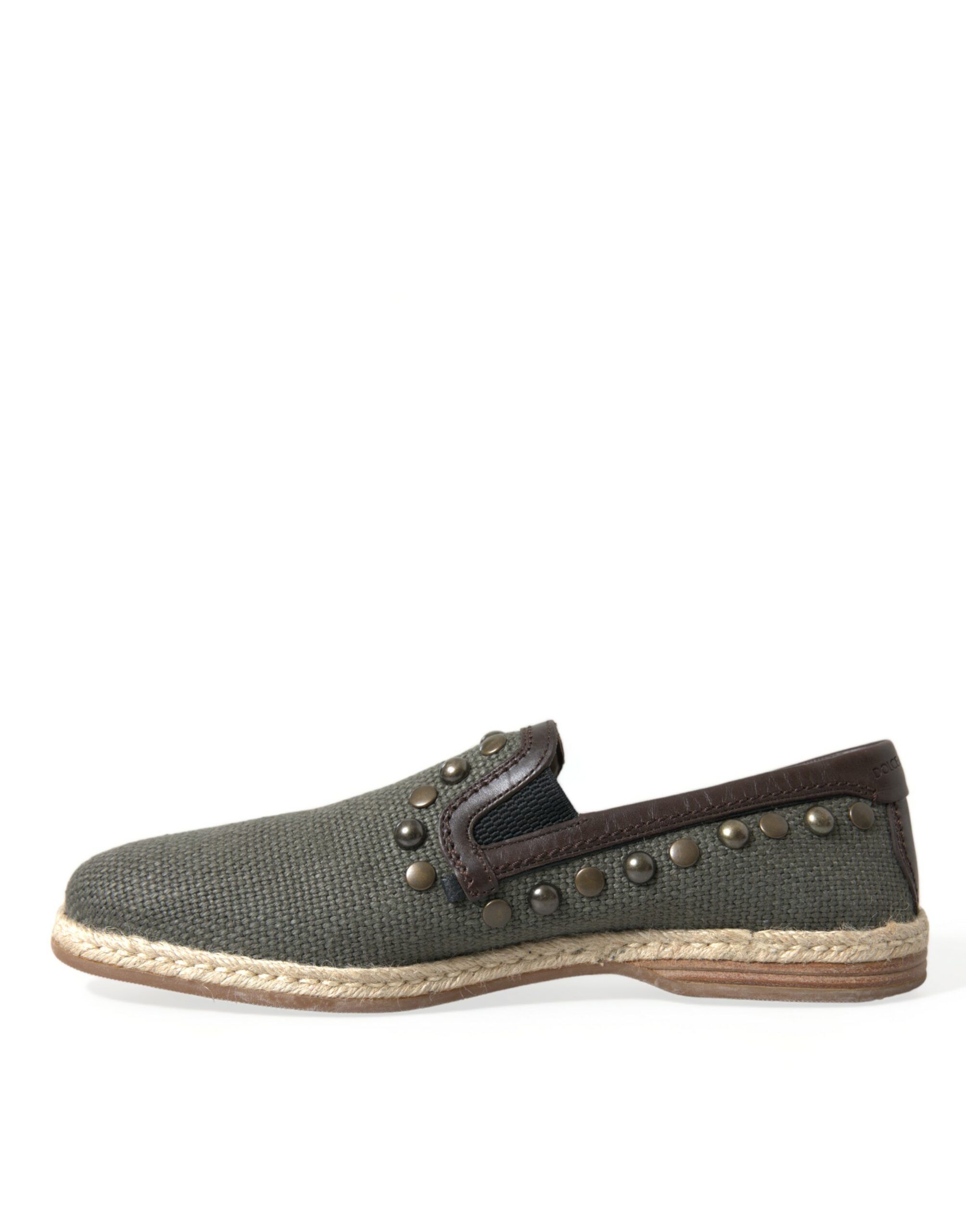 Linen Leather Studded Loafers Men's Shoes - Dolce & Gabbana - Modalova