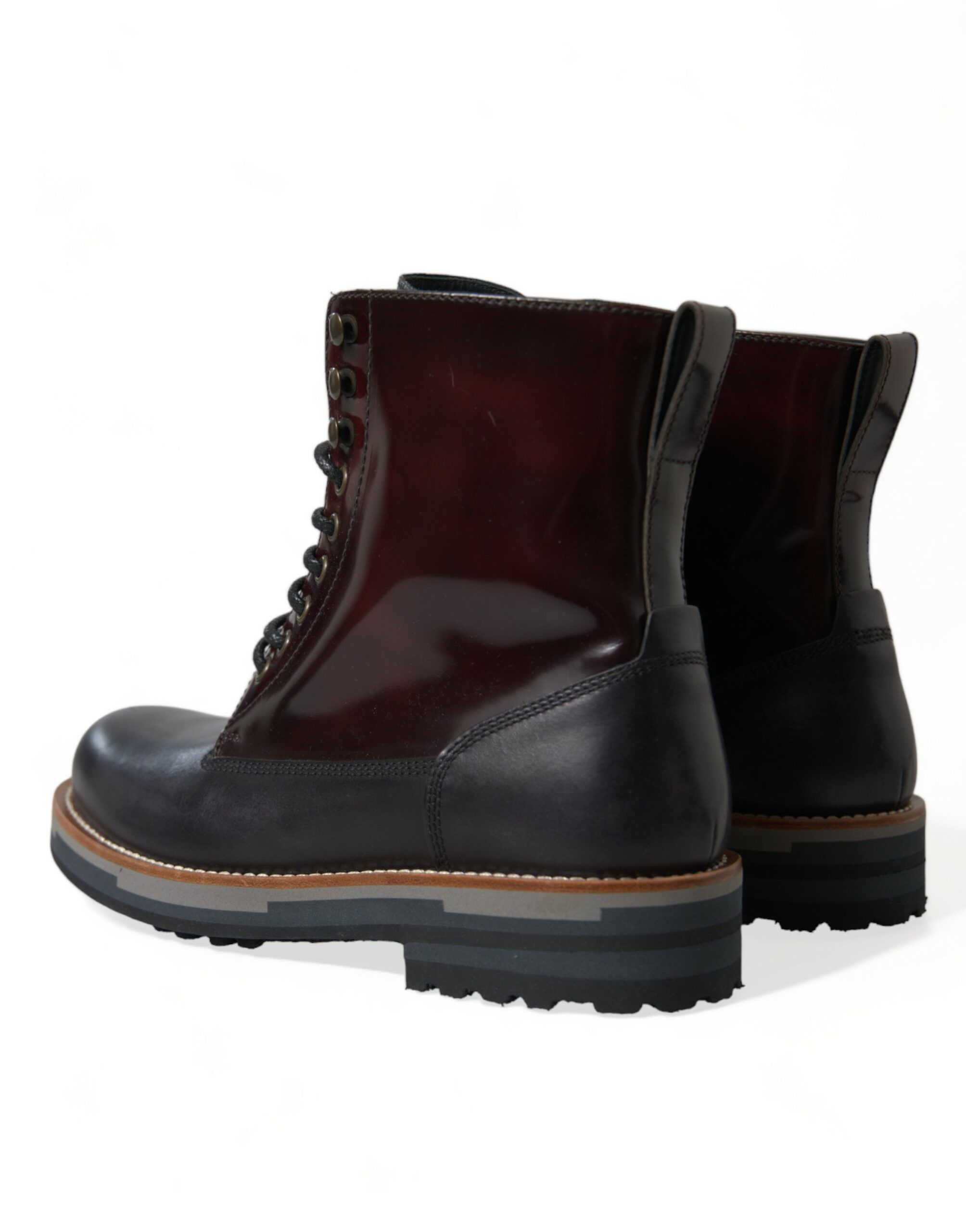 Black Leather Military Combat Boots Men's Shoes - Dolce & Gabbana - Modalova