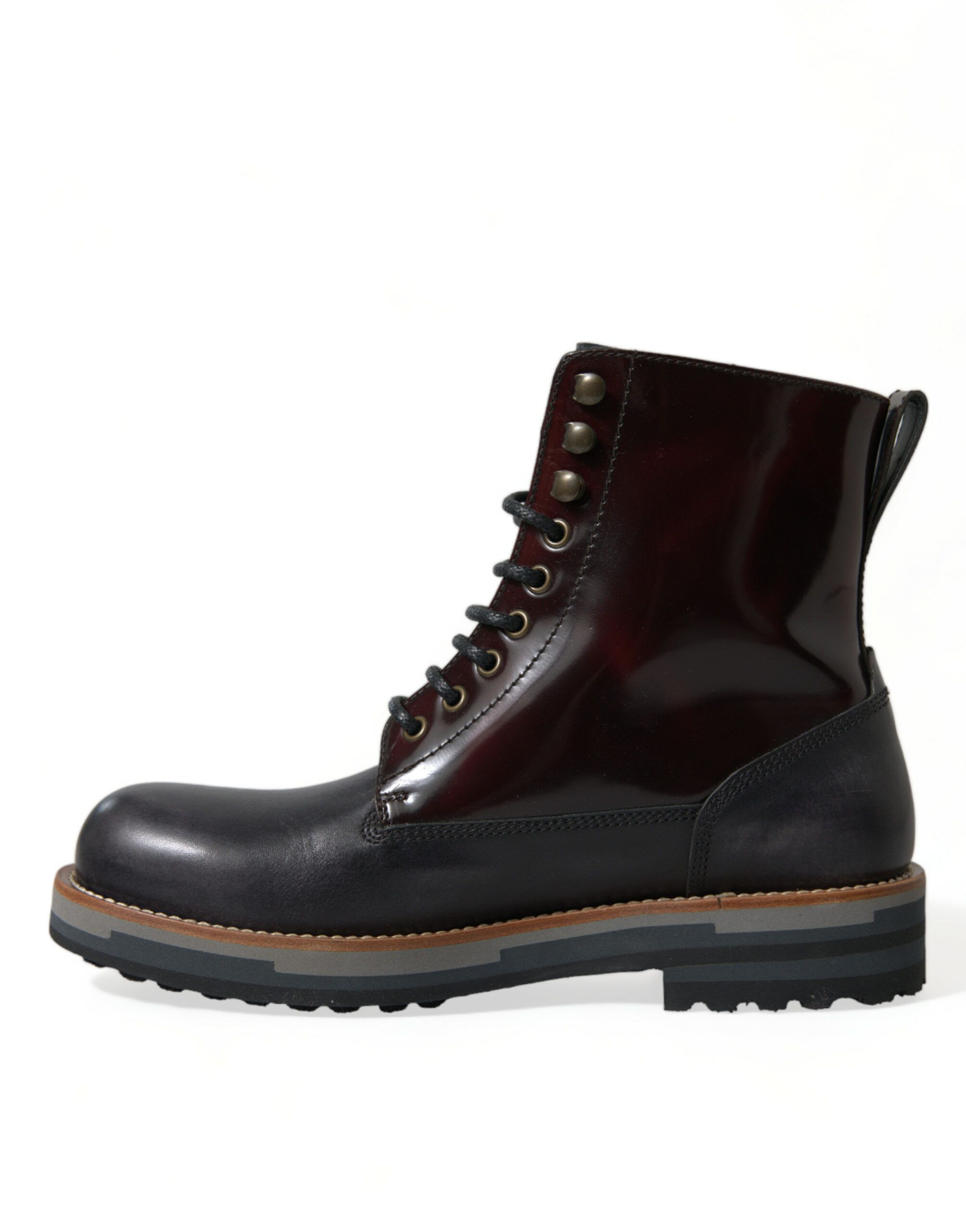 Black Leather Military Combat Boots Men's Shoes - Dolce & Gabbana - Modalova