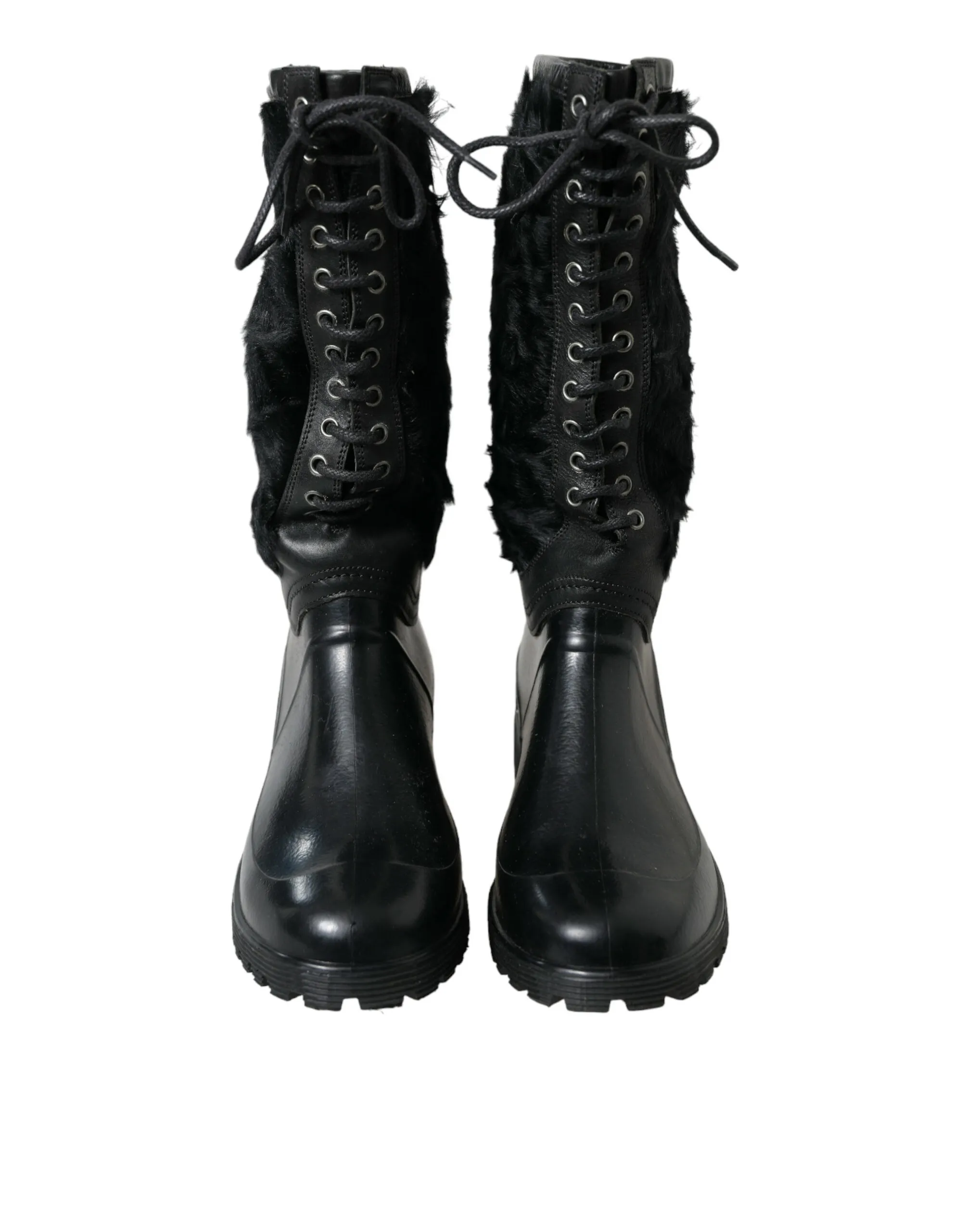 Rubber Lace Up Shearling Rain Boots Men's Shoes - Dolce & Gabbana - Modalova