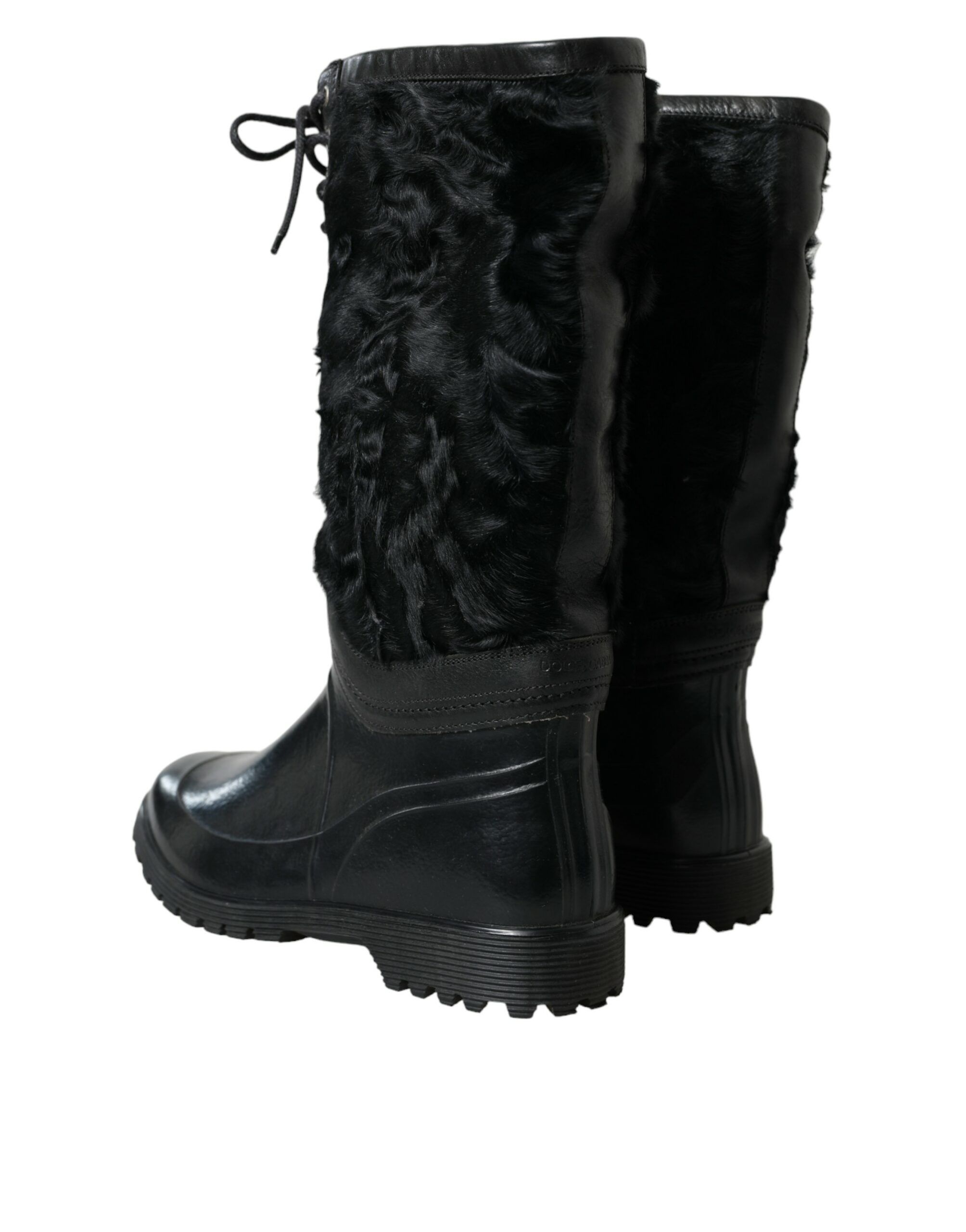 Rubber Lace Up Shearling Rain Boots Men's Shoes - Dolce & Gabbana - Modalova