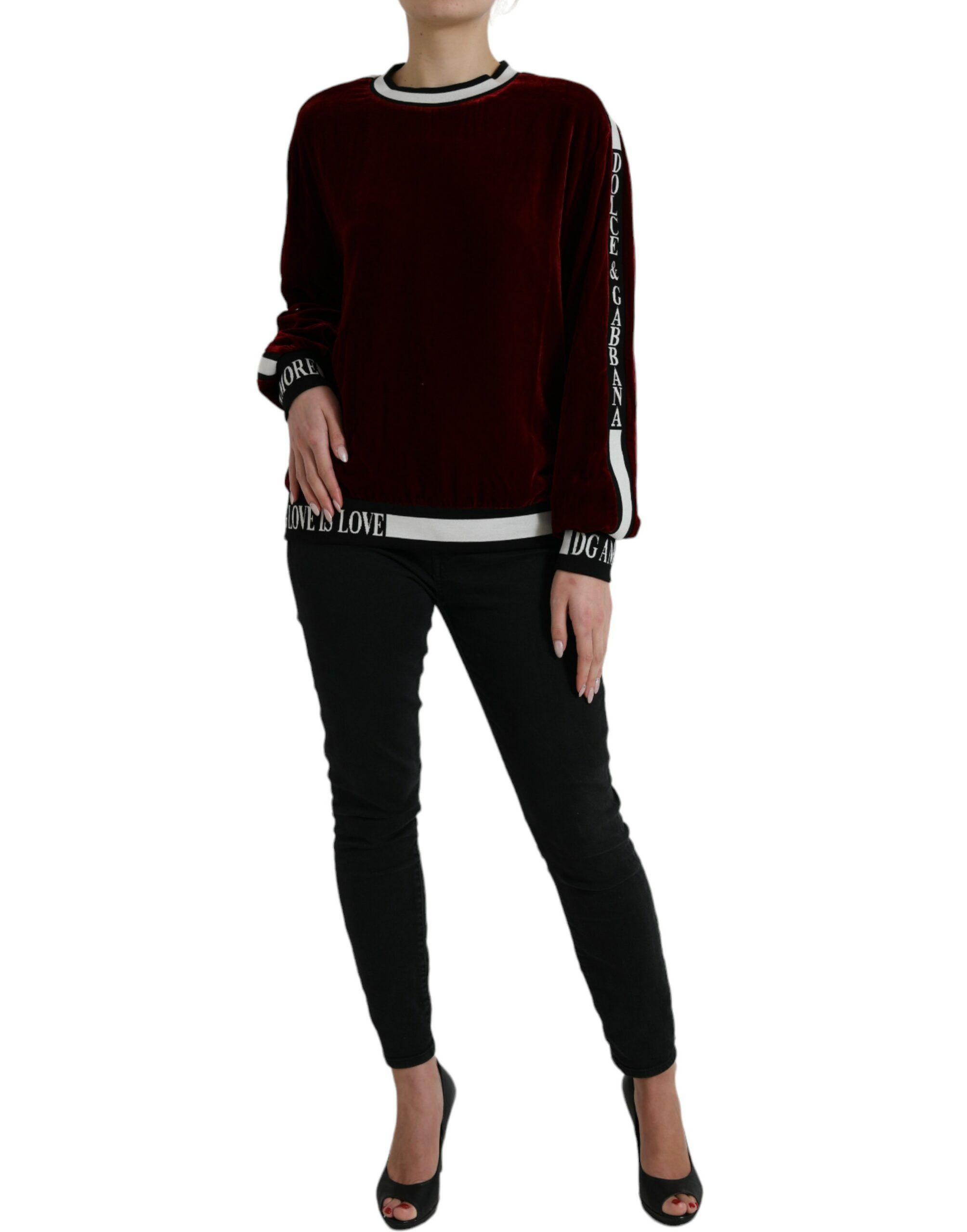 Velvet Round Neck Pullover Women's Sweater - Dolce & Gabbana - Modalova