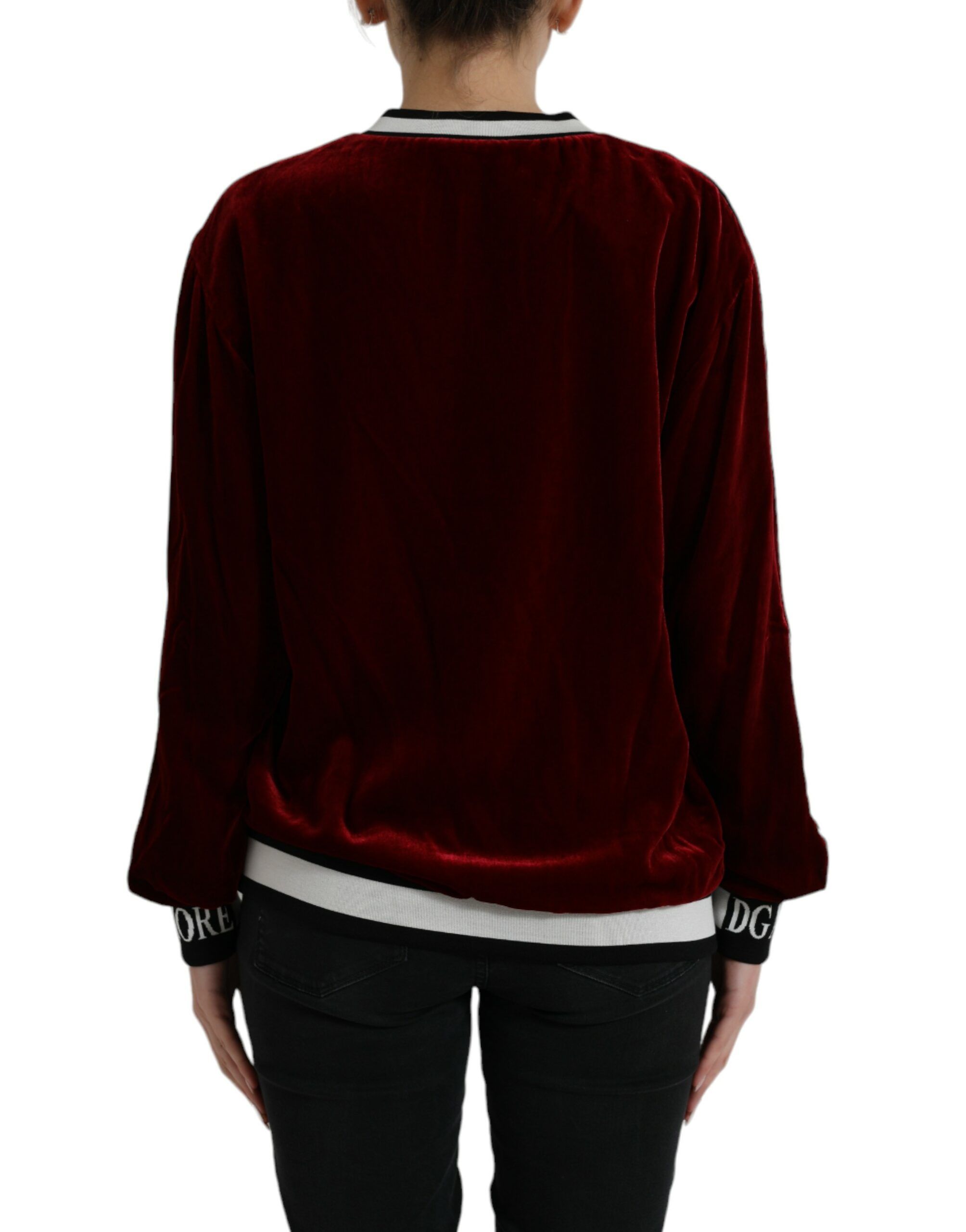 Velvet Round Neck Pullover Women's Sweater - Dolce & Gabbana - Modalova