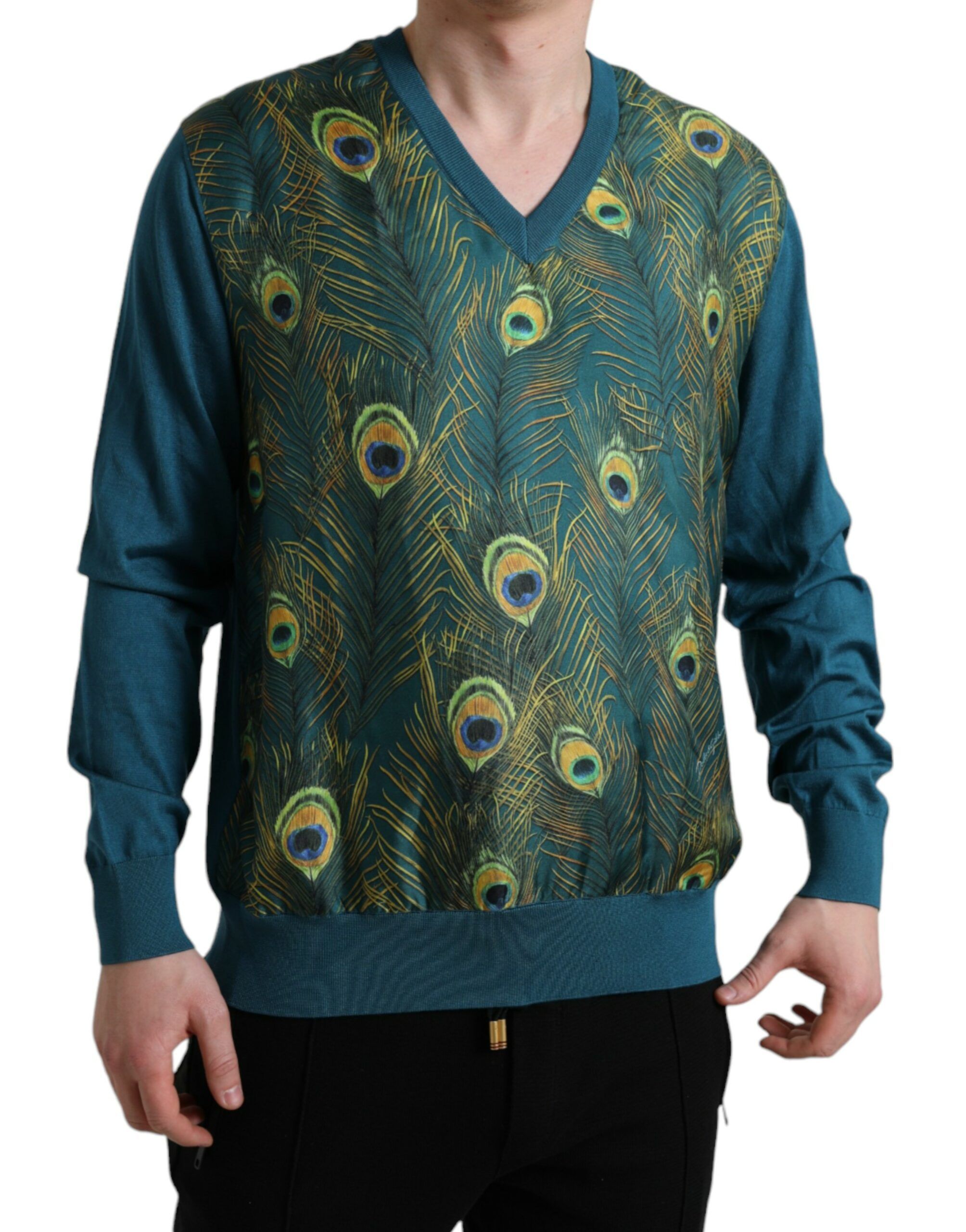 Peacock Feather Pullover Men's Sweater - Dolce & Gabbana - Modalova