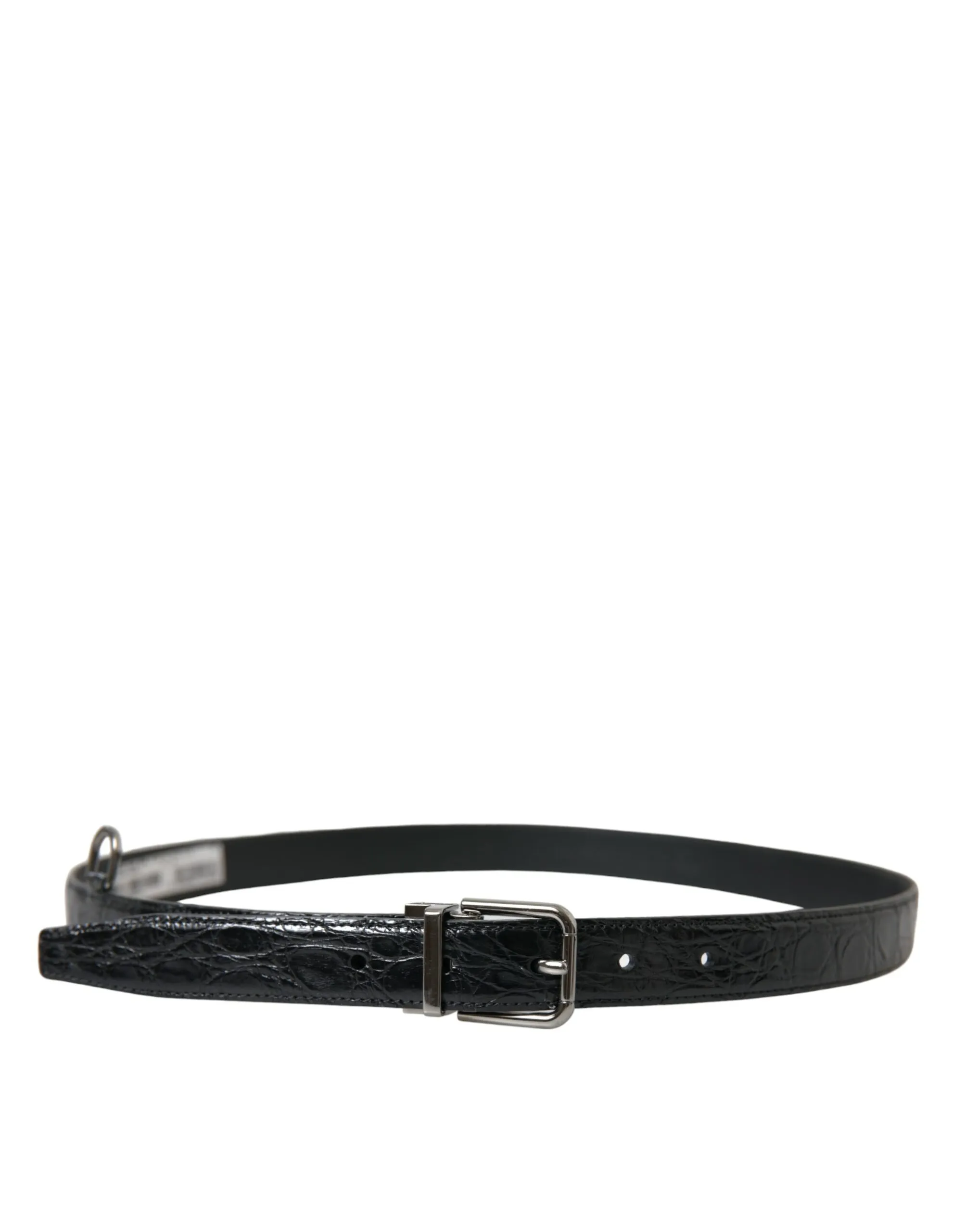 Leather Silver Metal Buckle Men's Belt - Dolce & Gabbana - Modalova