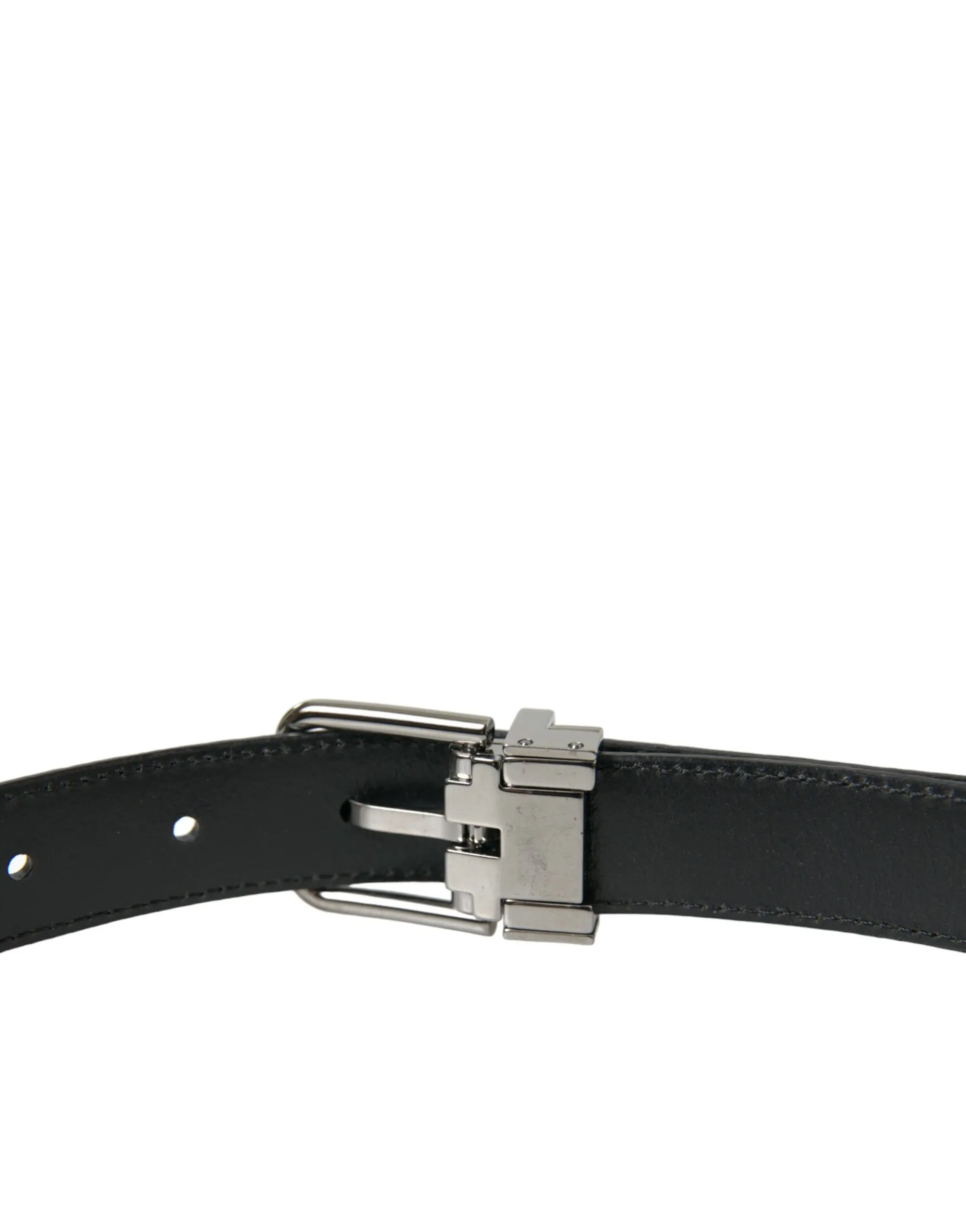 Leather Silver Metal Buckle Men's Belt - Dolce & Gabbana - Modalova