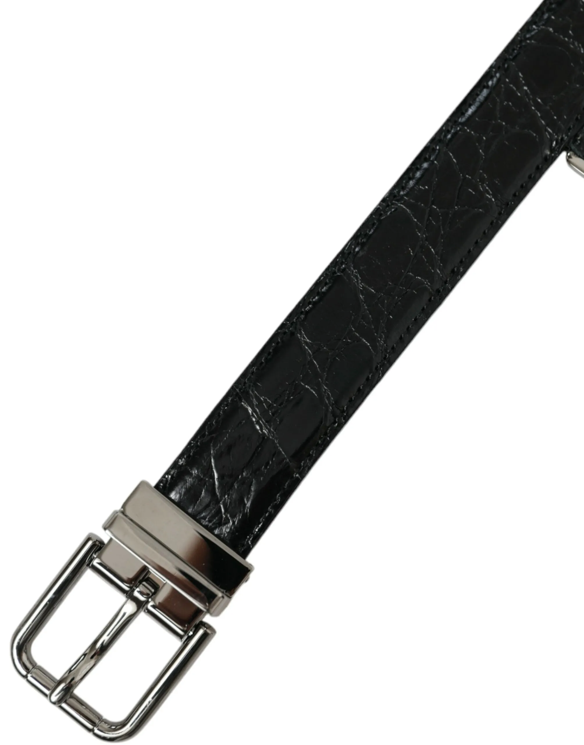 Leather Silver Metal Buckle Men's Belt - Dolce & Gabbana - Modalova