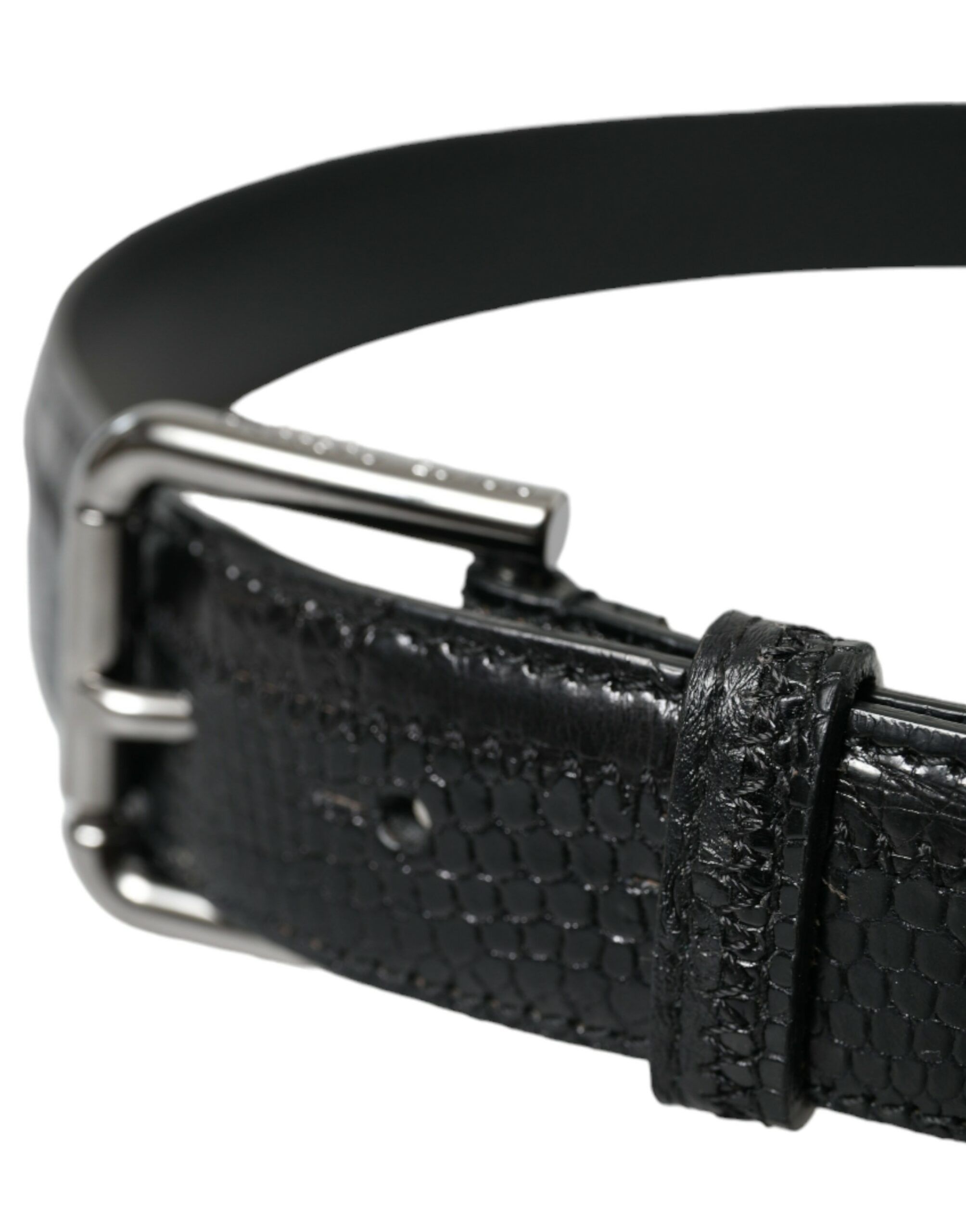Exotic Leather Silver Metal Buckle Men's Belt - Dolce & Gabbana - Modalova