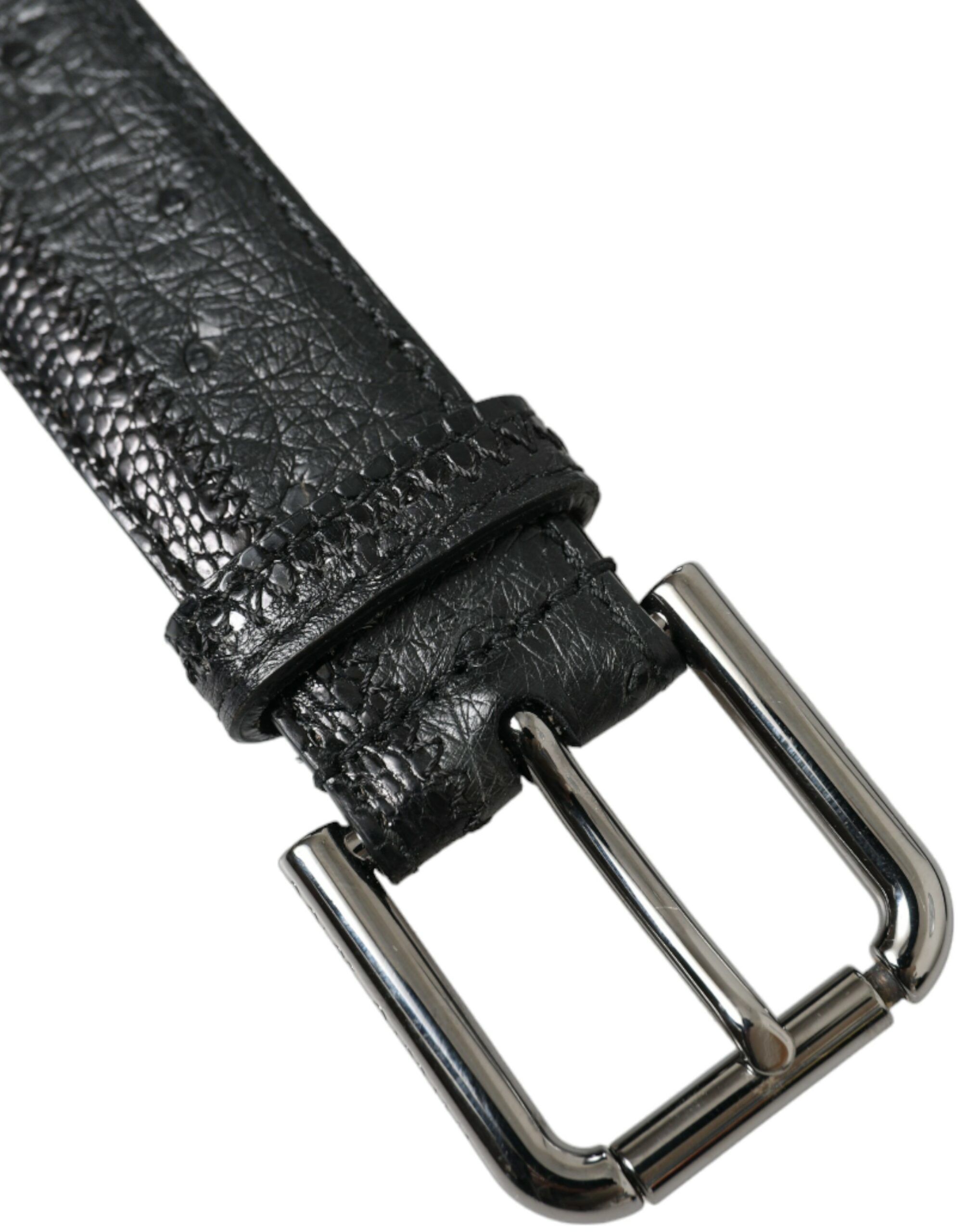 Exotic Leather Silver Metal Buckle Men's Belt - Dolce & Gabbana - Modalova
