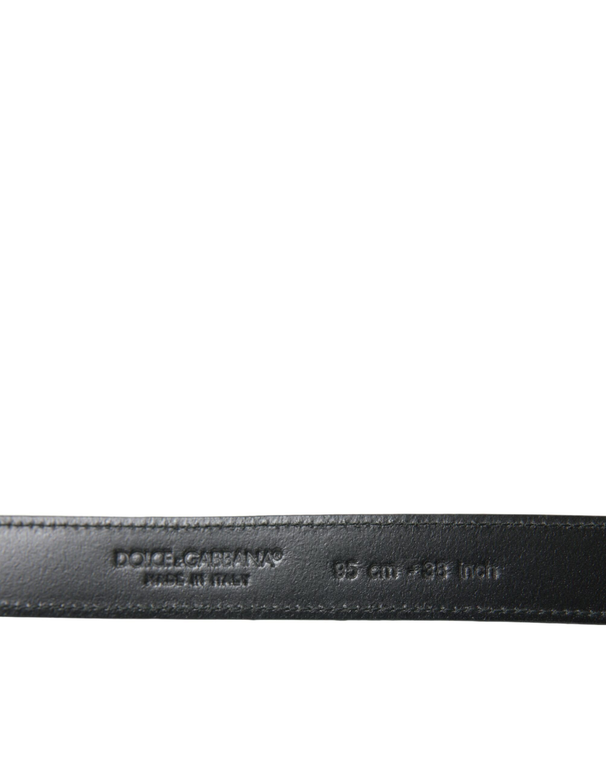 Leather Silver Metal Buckle Men's Belt - Dolce & Gabbana - Modalova