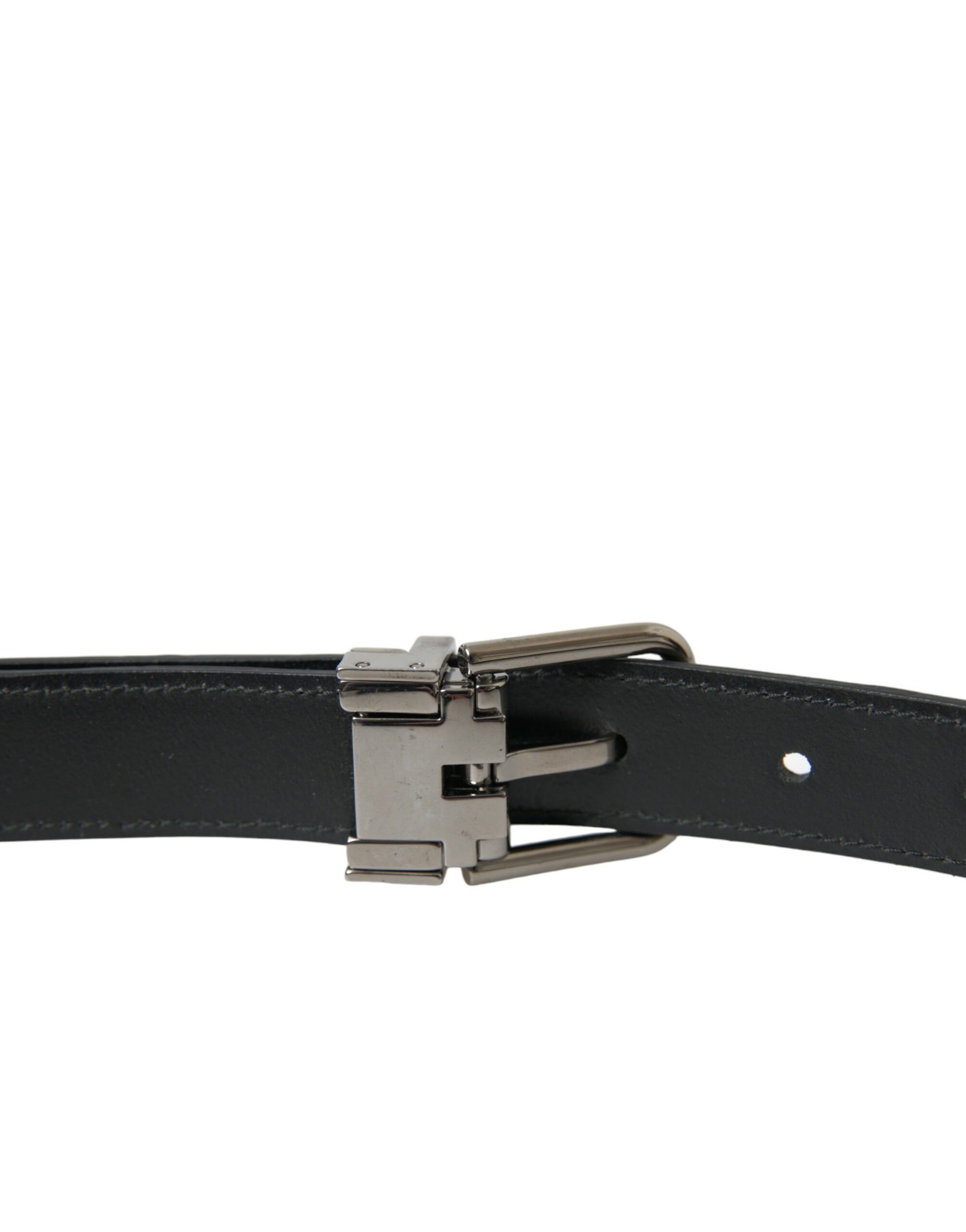 Leather Silver Metal Buckle Men's Belt - Dolce & Gabbana - Modalova