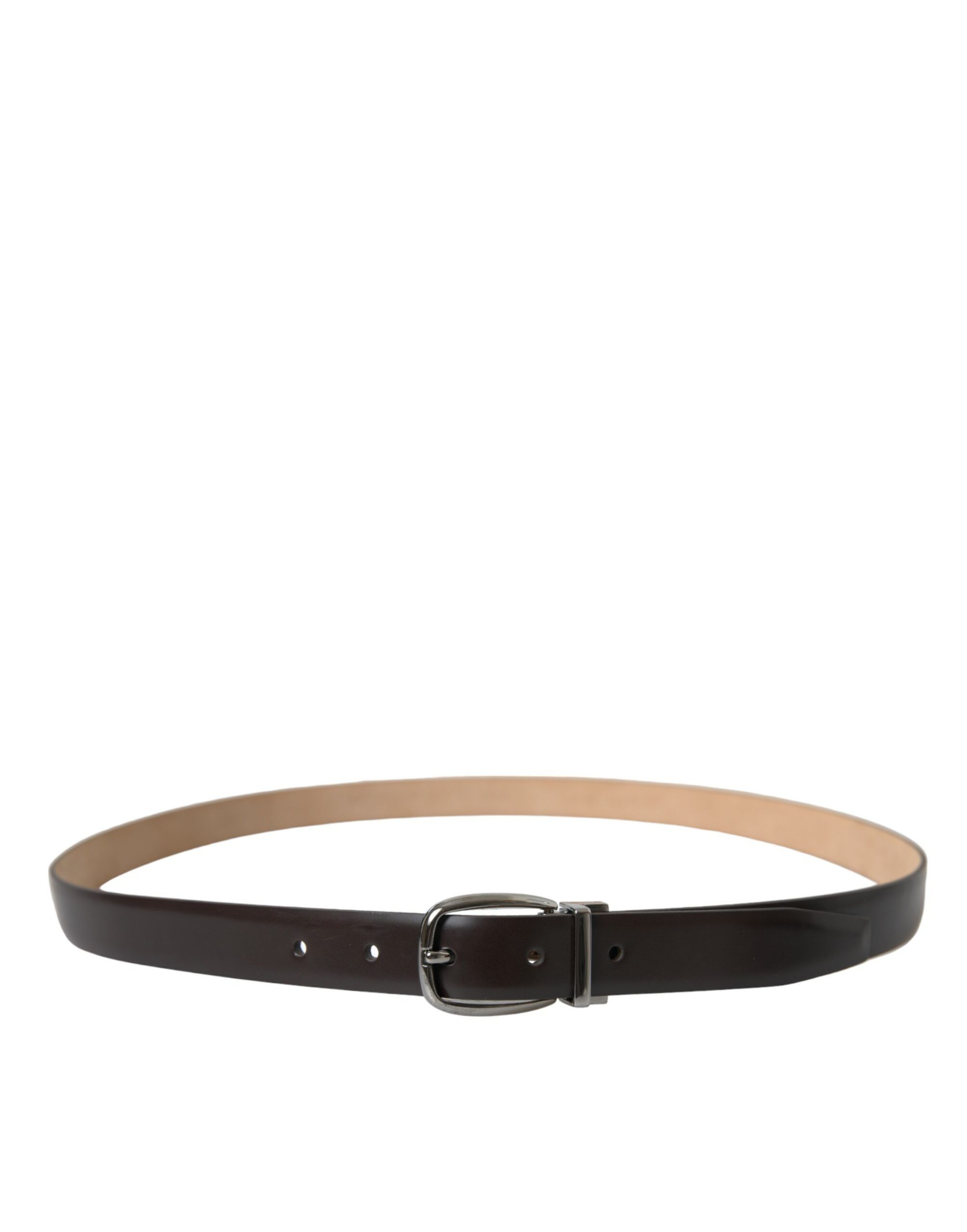Dark Leather Silver Metal Buckle Men's Belt - Dolce & Gabbana - Modalova